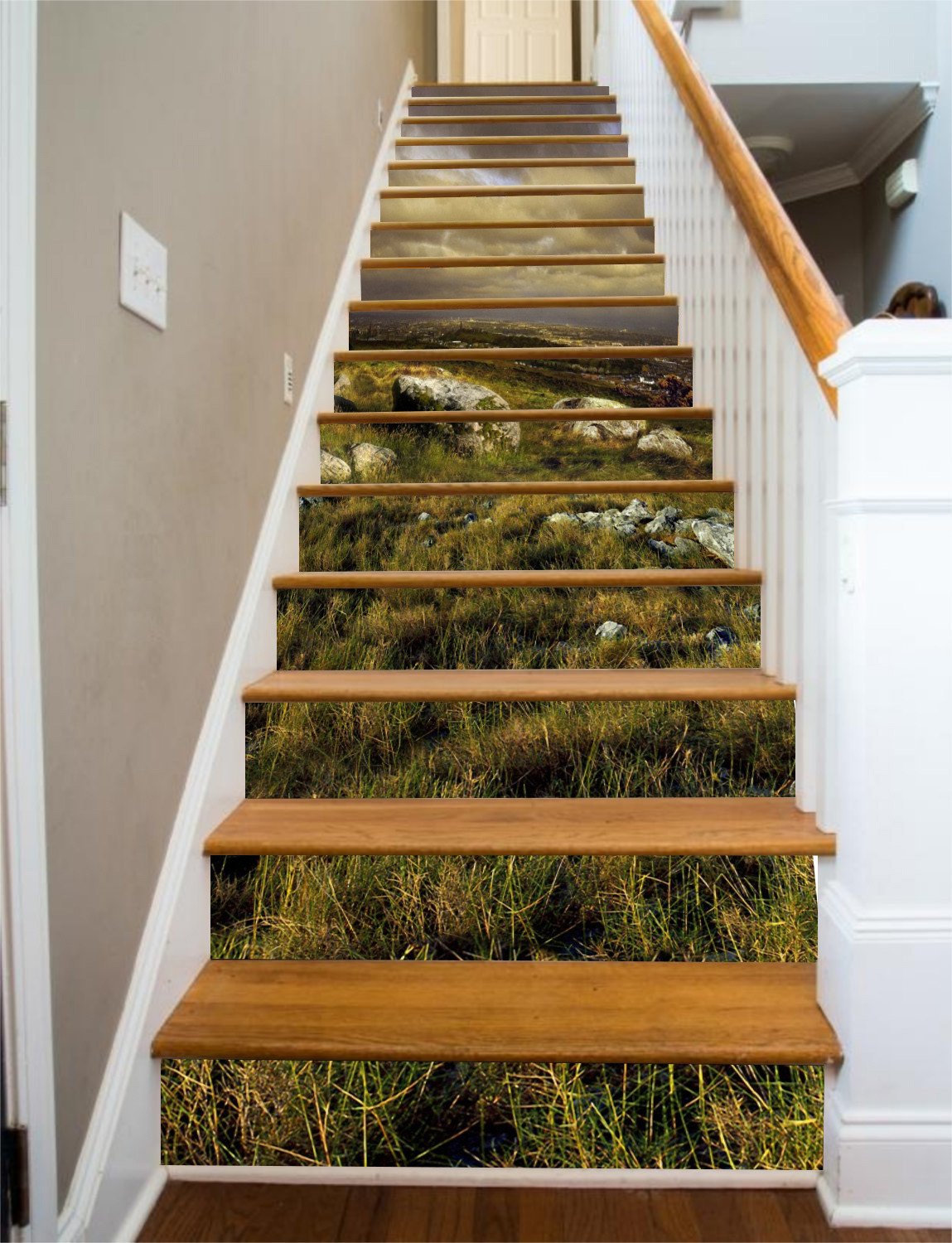 3D Grassland Stones 44 Stair Risers Wallpaper AJ Wallpaper