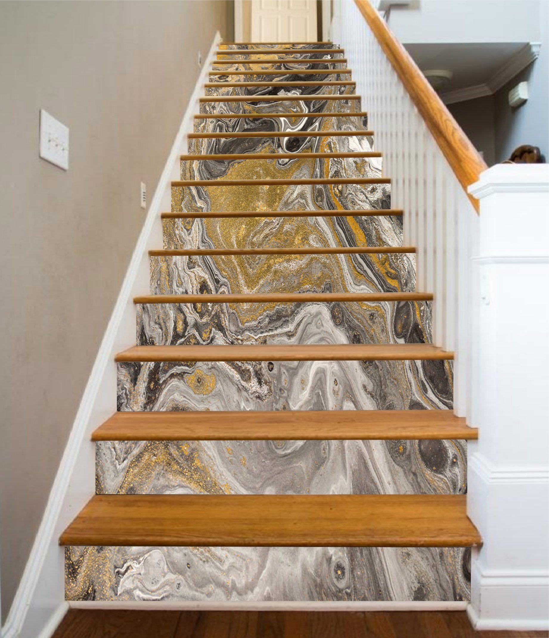 3D River Vortex 65498 Marble Tile Texture Stair Risers Wallpaper AJ Wallpaper
