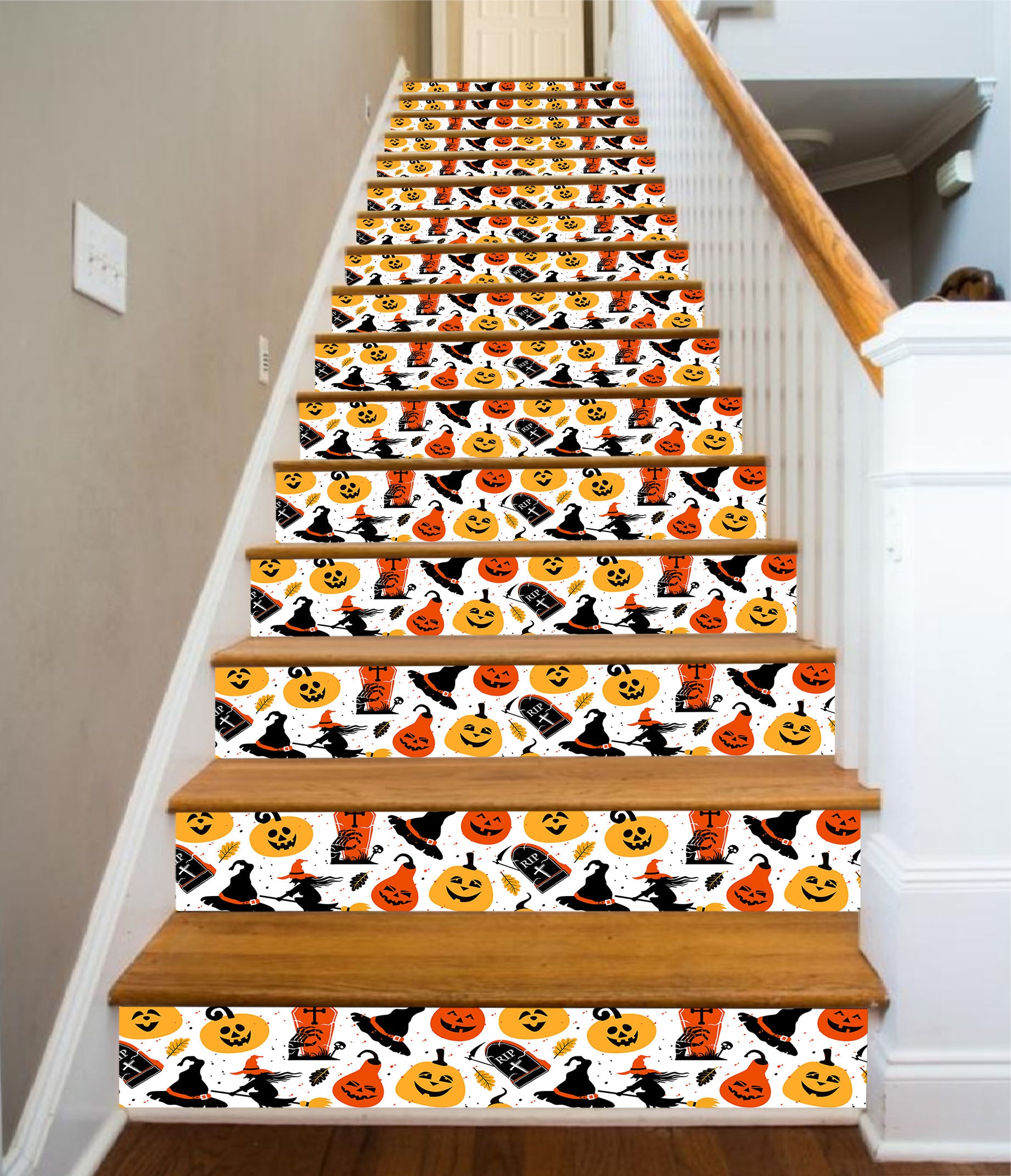 3D Happy Pumpkin Halloween 647 Stair Risers
