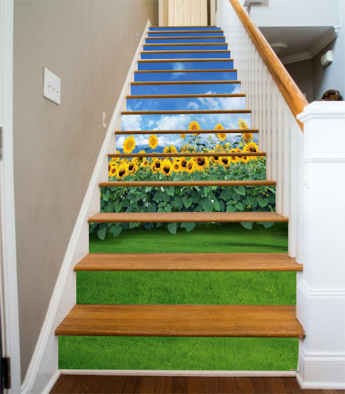 3D Sunflower Blooming In Summer 170 Stair Risers