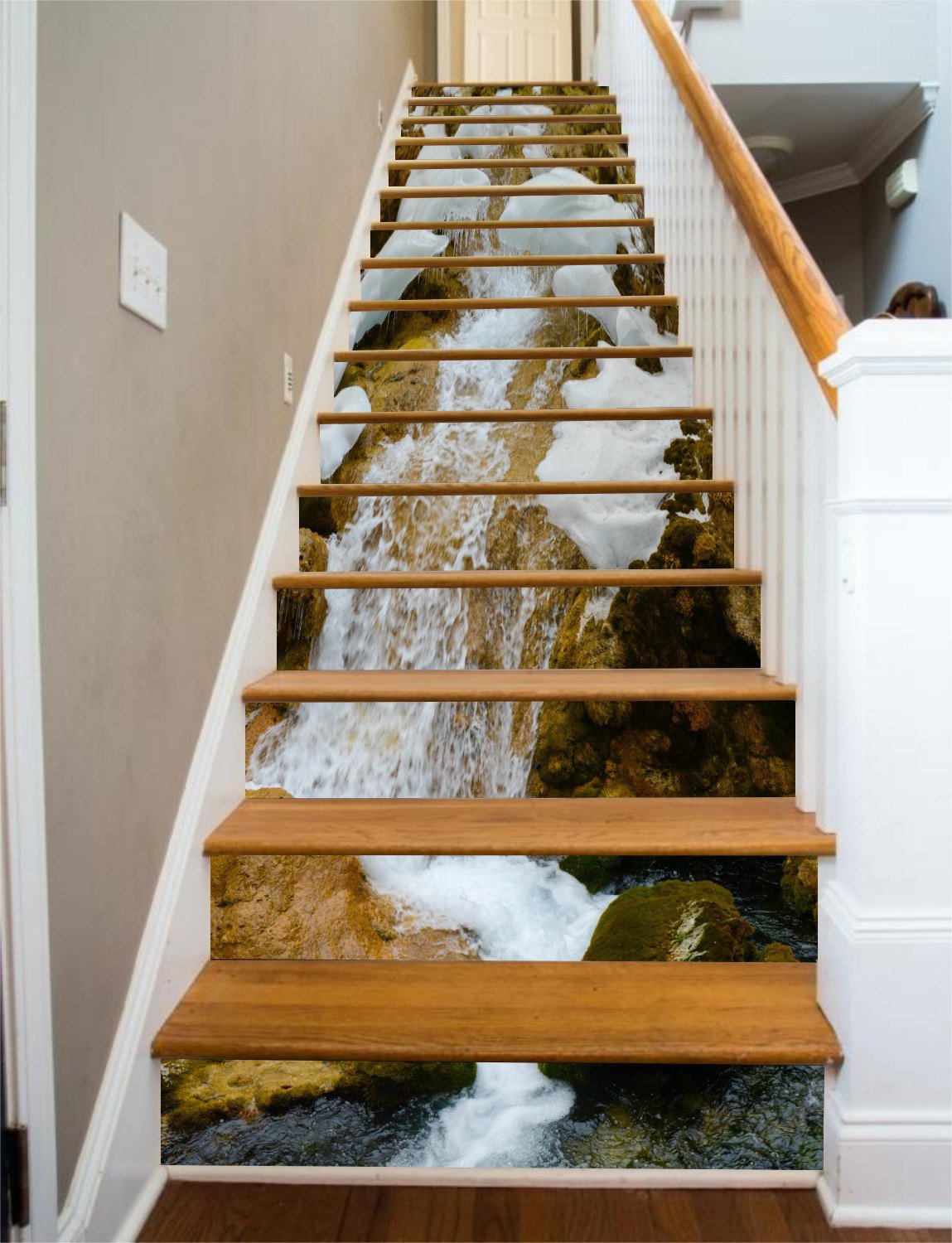 3D River Melting Snow 657 Stair Risers Wallpaper AJ Wallpaper