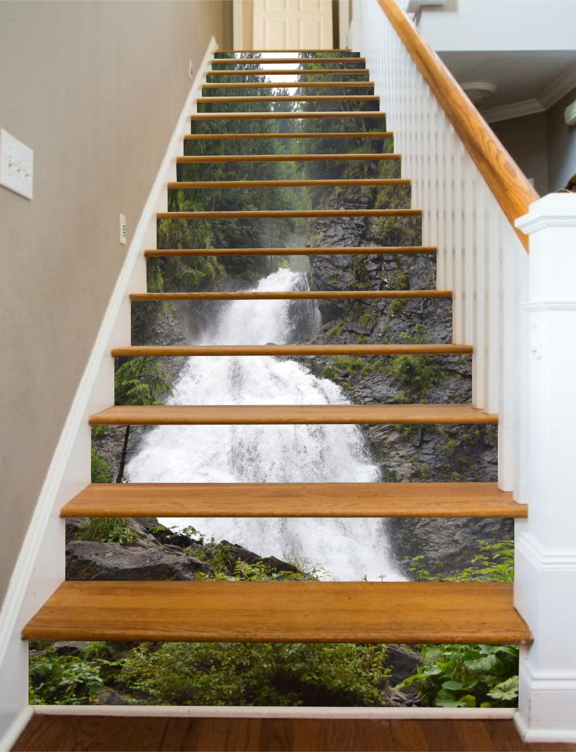 3D Violent River In The Mountains 128 Stair Risers