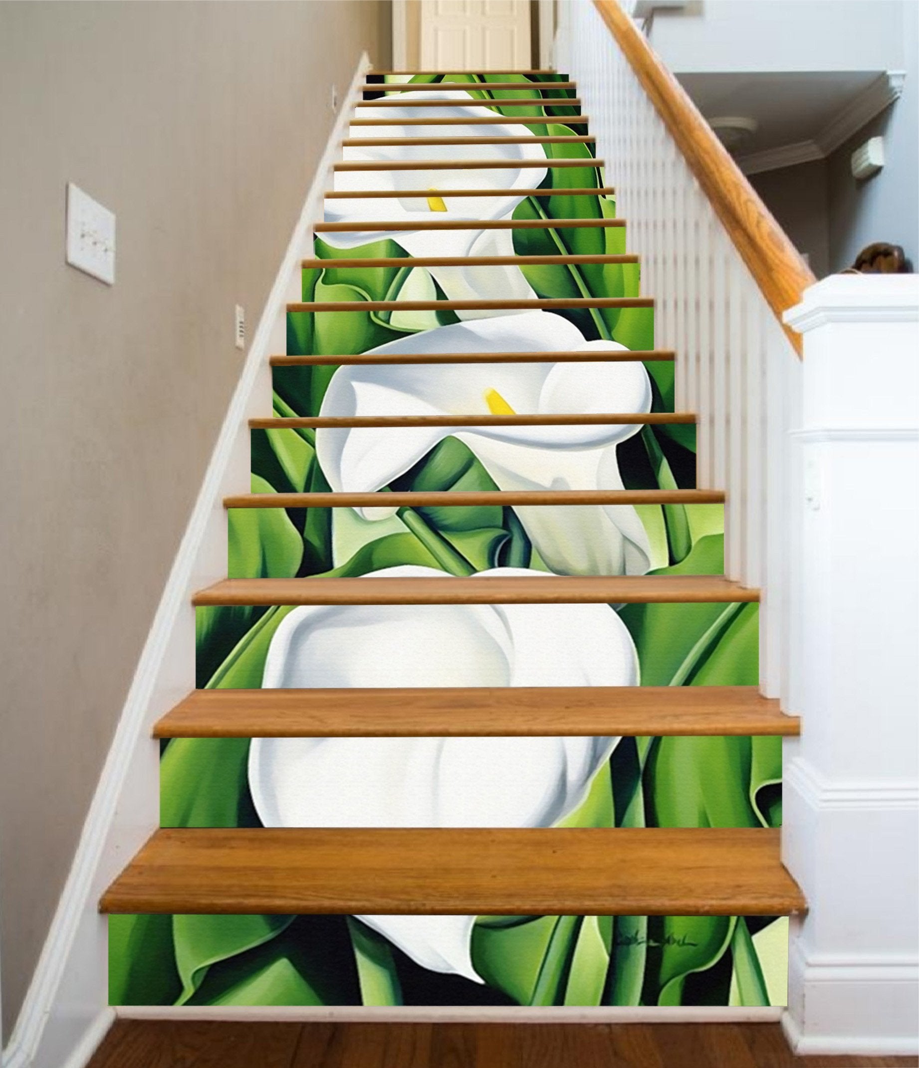 3D Elegant Calla Lily 1502 Stair Risers Wallpaper AJ Wallpaper