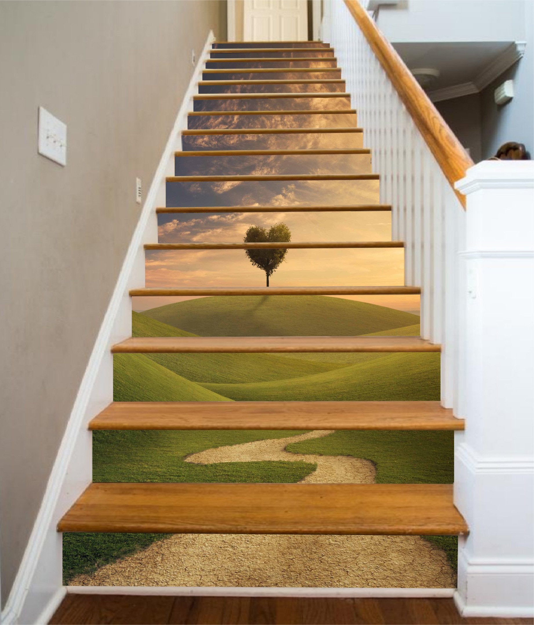 3D Heart Shape Tree 791 Stair Risers Wallpaper AJ Wallpaper