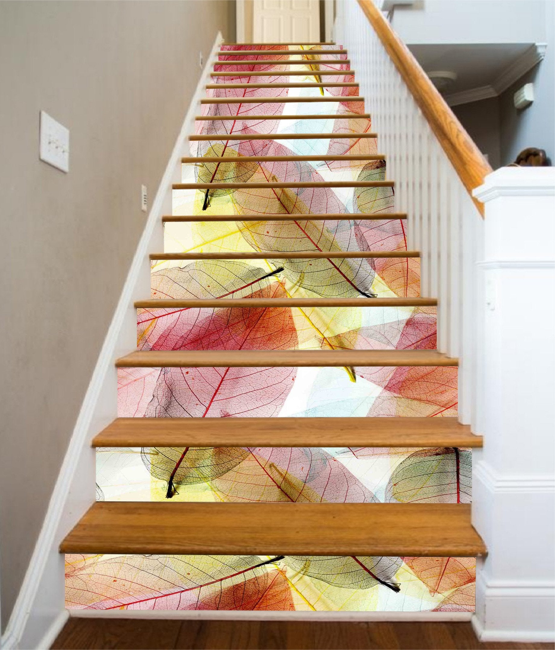 3D Colorful Leaves 1004 Stair Risers Wallpaper AJ Wallpaper