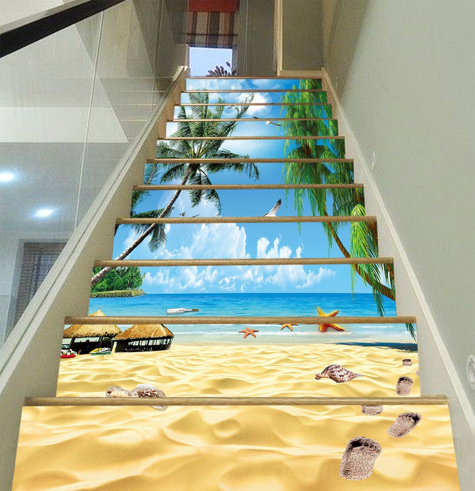 3D Sandy Beach Scenery 1522 Stair Risers Wallpaper AJ Wallpaper