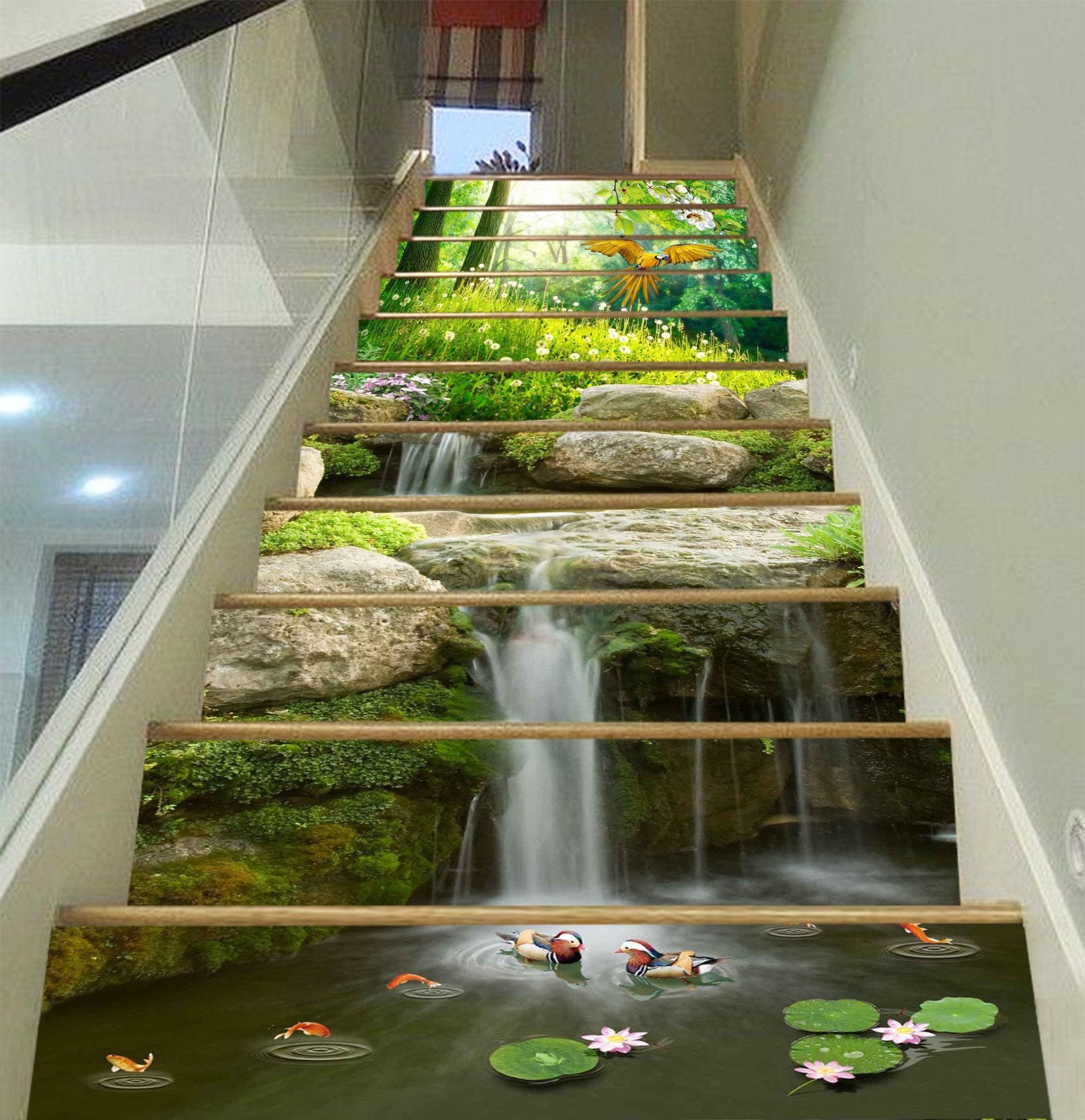 3D Creek Animals 1345 Stair Risers Wallpaper AJ Wallpaper