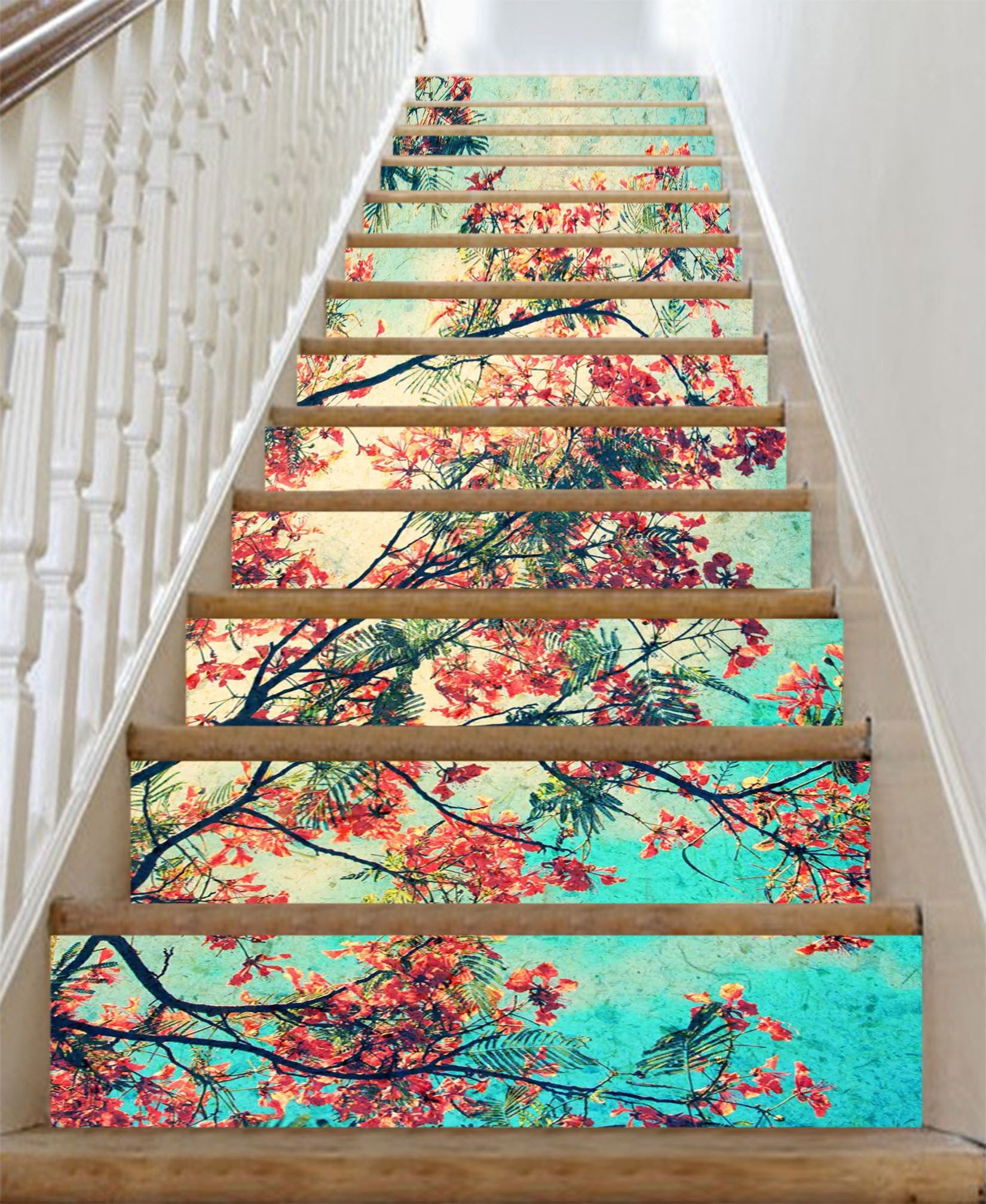 3D Pretty Flowering Tree 1020 Stair Risers Wallpaper AJ Wallpaper