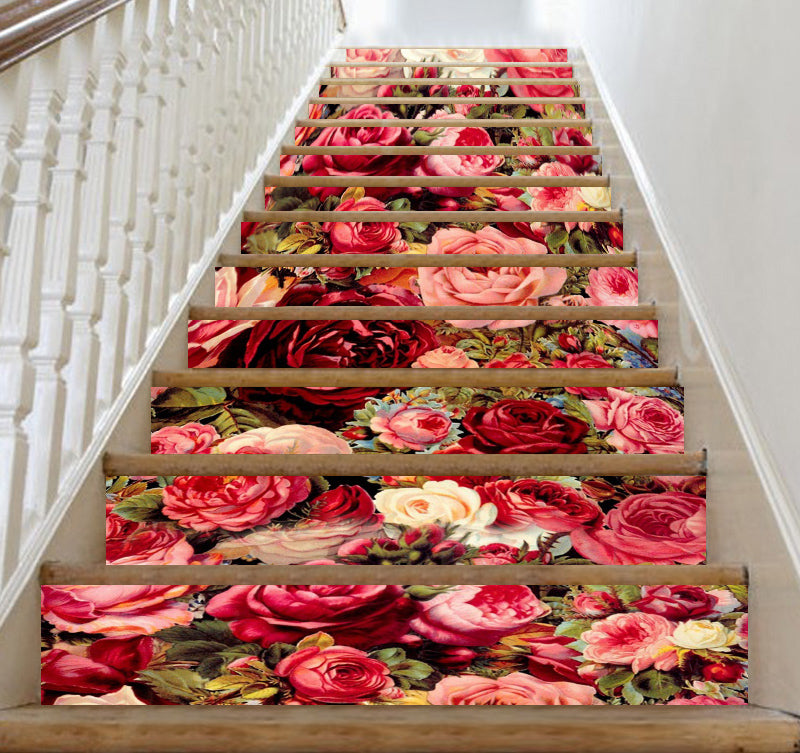 3D Rich Rose Flowers 172 Stair Risers