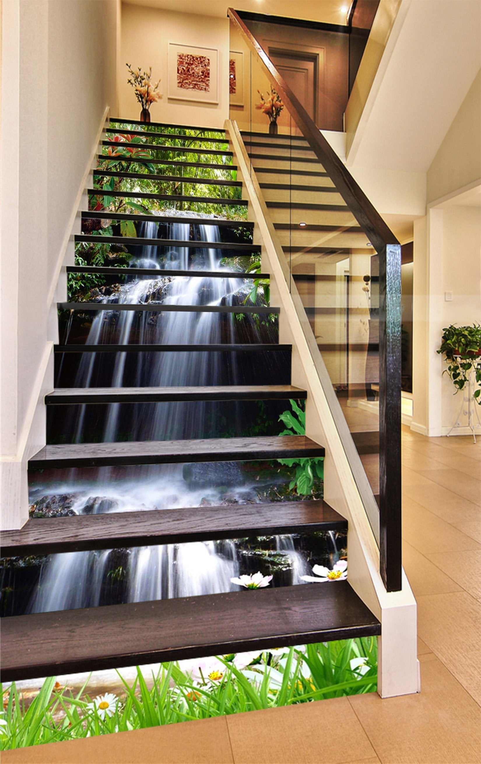 3D Waterfall Ups And Downs 1465 Stair Risers Wallpaper AJ Wallpaper