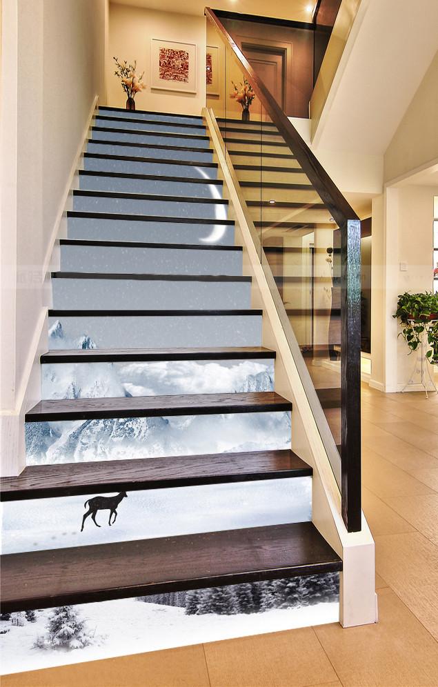 3D Snow Field Starry Sky 763 Stair Risers Wallpaper AJ Wallpaper