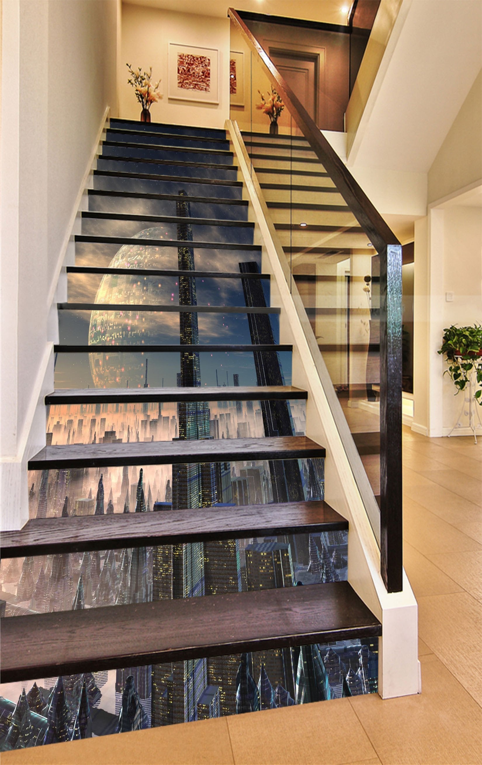 3D Exoplanet Buildings 1575 Stair Risers Wallpaper AJ Wallpaper