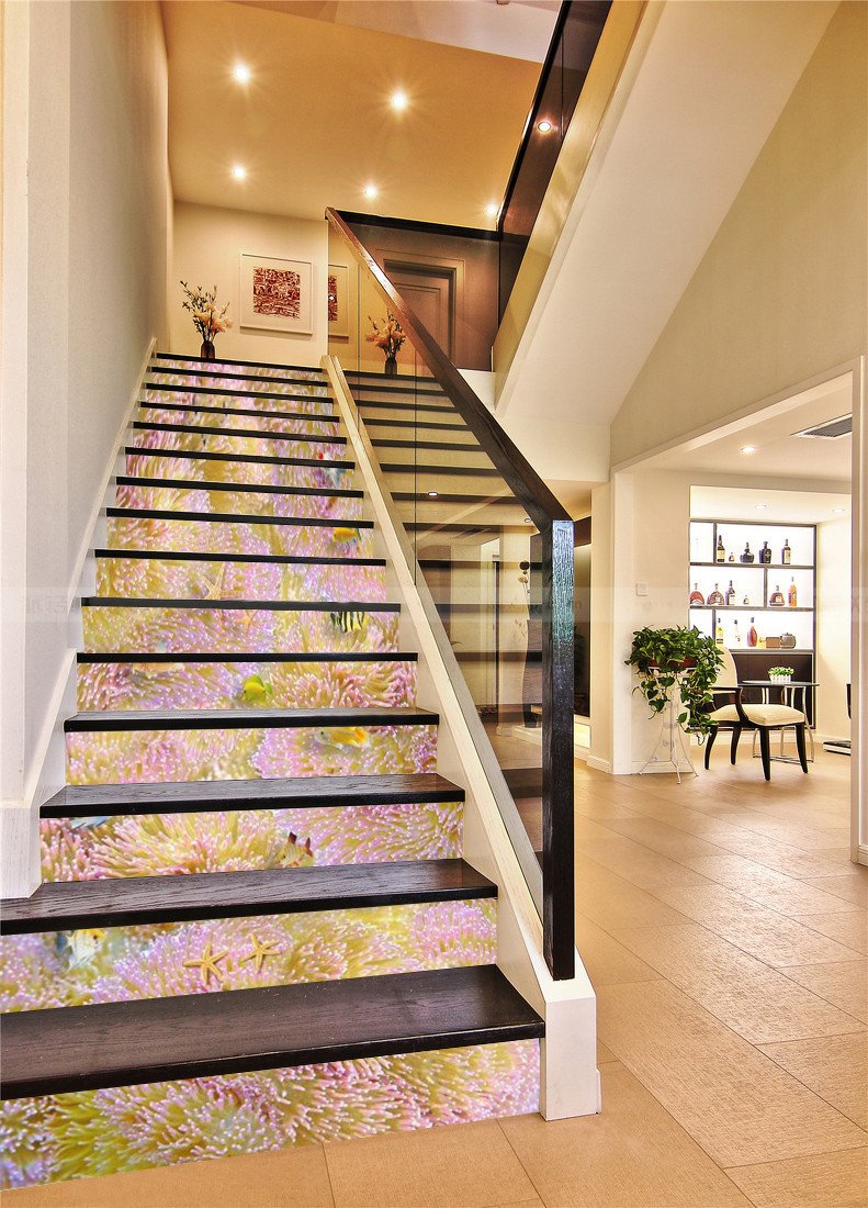 3D Pretty Corals Color Fishes 77 Stair Risers Wallpaper AJ Wallpaper