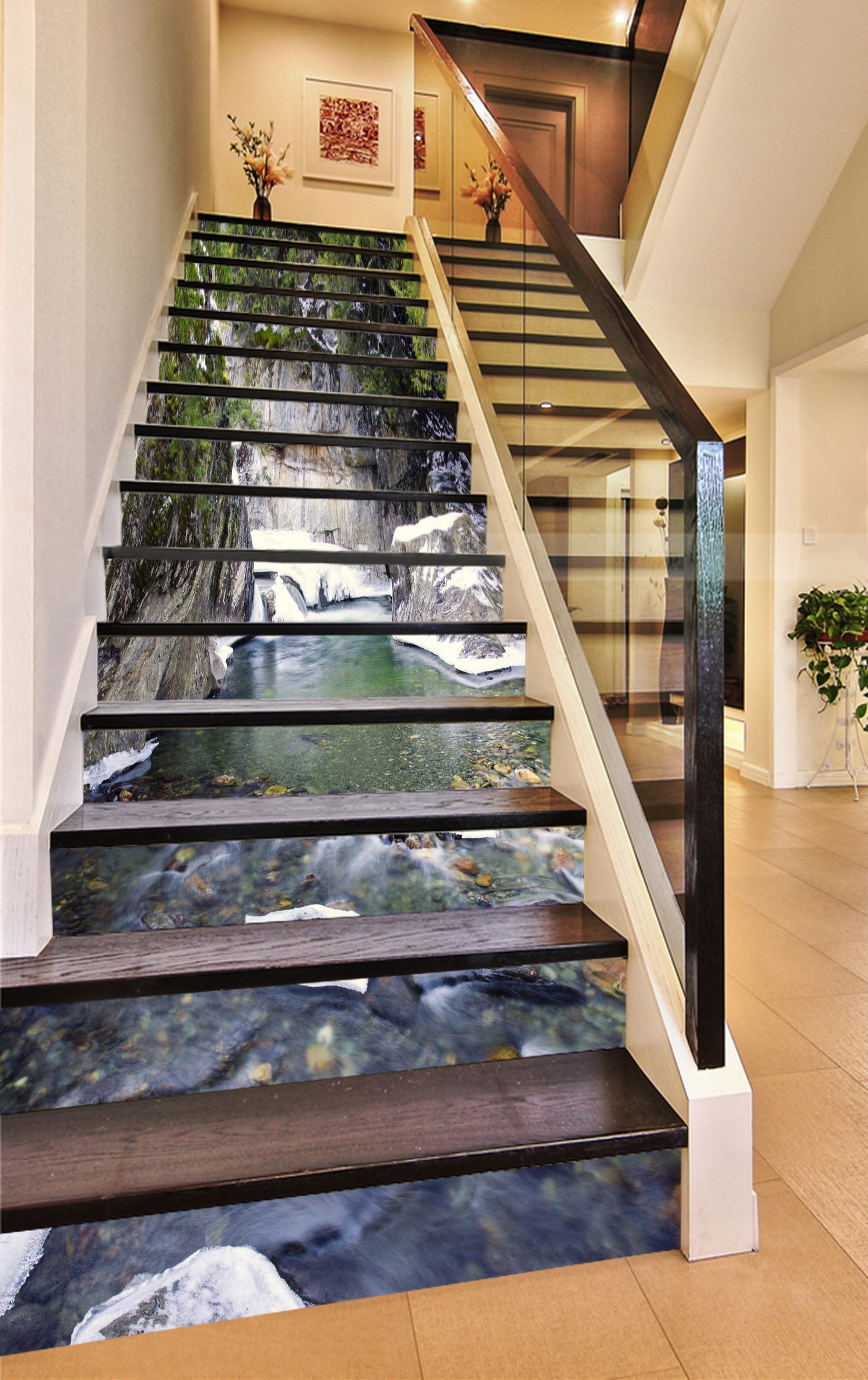 3D Winter River Ice 740 Stair Risers Wallpaper AJ Wallpaper