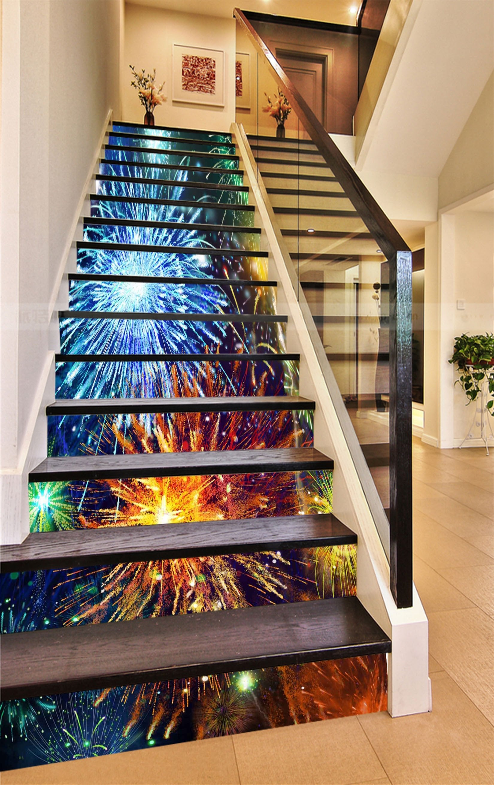 3D Beautiful Fireworks 882 Stair Risers Wallpaper AJ Wallpaper