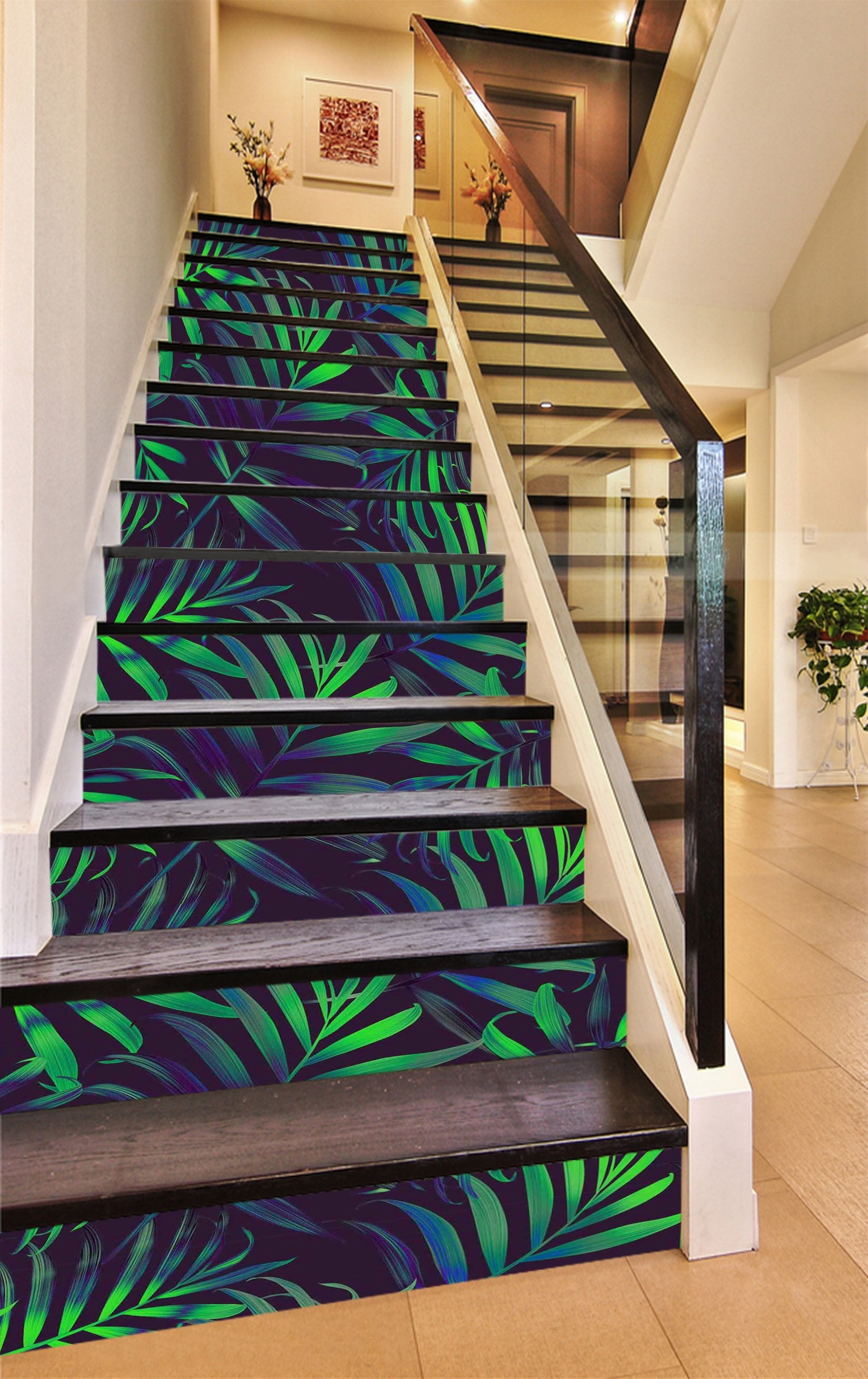 3D Pretty Leaves 1012 Stair Risers Wallpaper AJ Wallpaper