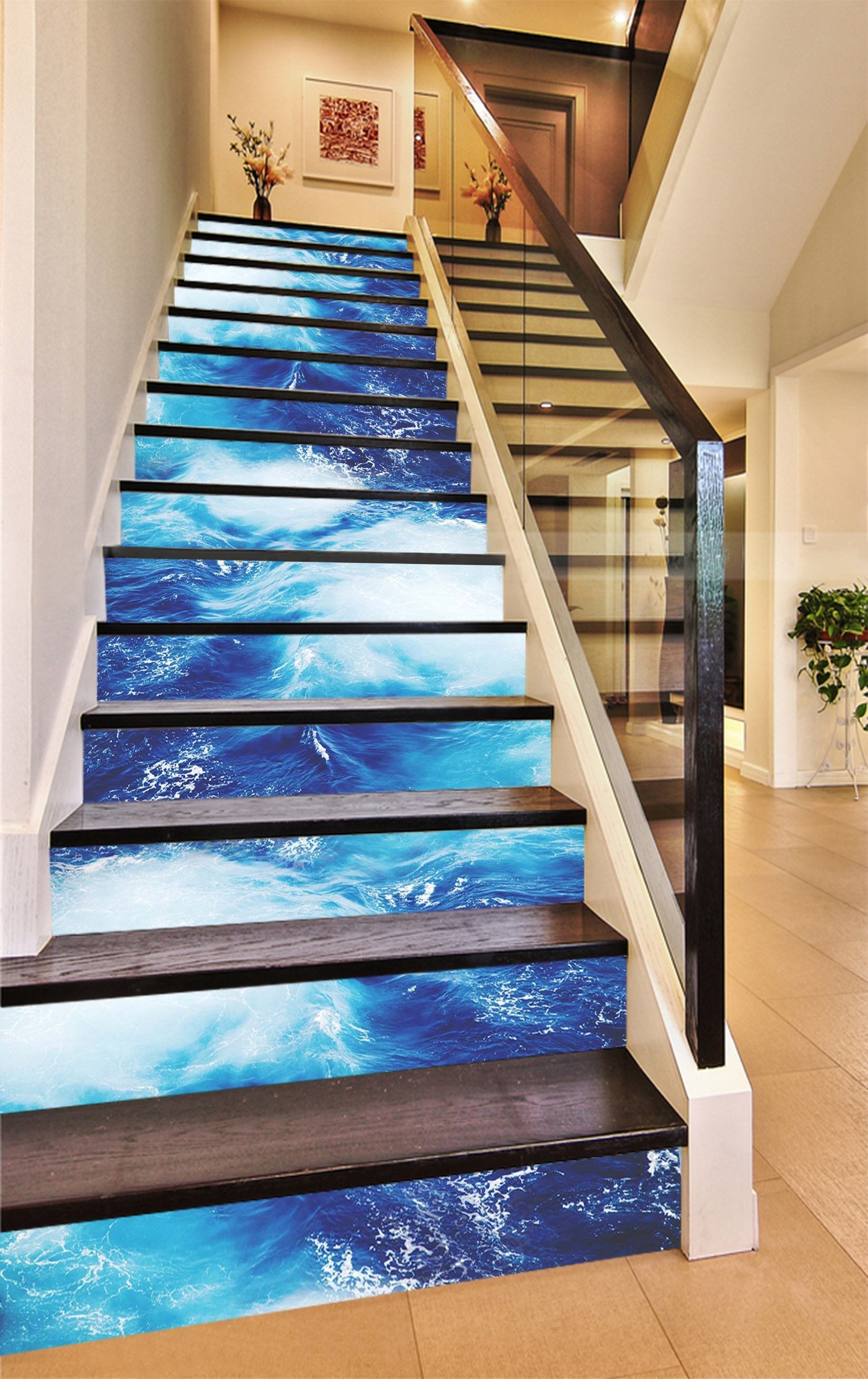 3D Sea Fluctuations 1484 Stair Risers Wallpaper AJ Wallpaper