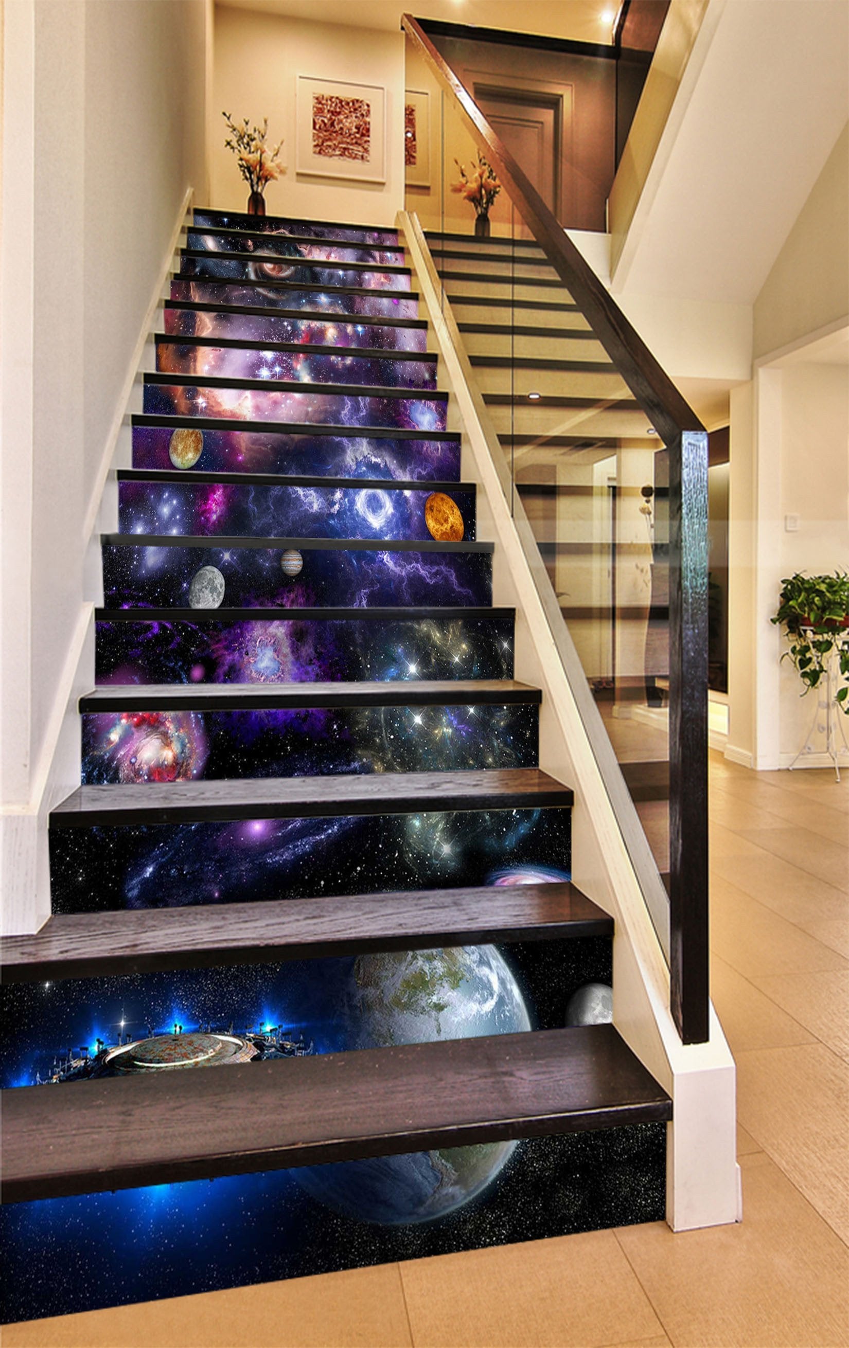 3D Beautiful Space Planets 1635 Stair Risers Wallpaper AJ Wallpaper