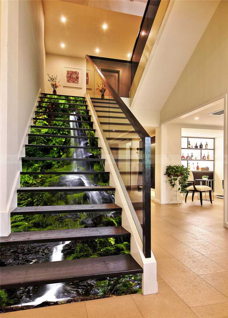 3D Vertical Stream 89 Stair Risers Wallpaper AJ Wallpaper
