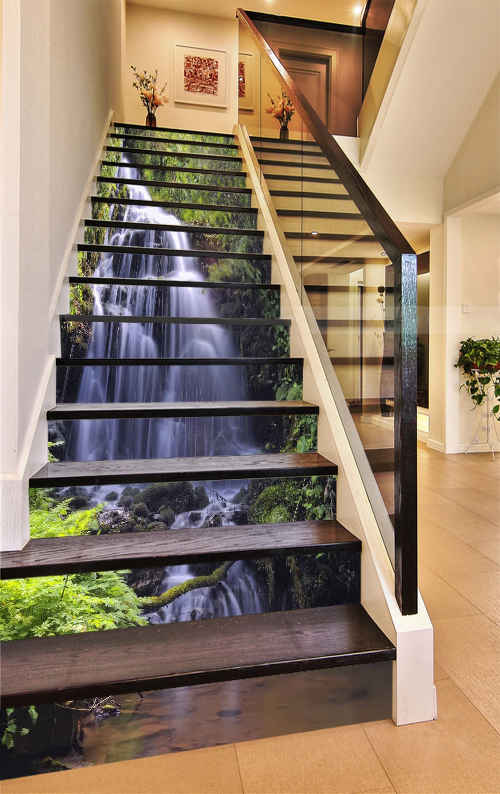 3D Creek Waterfall 1177 Stair Risers Wallpaper AJ Wallpaper