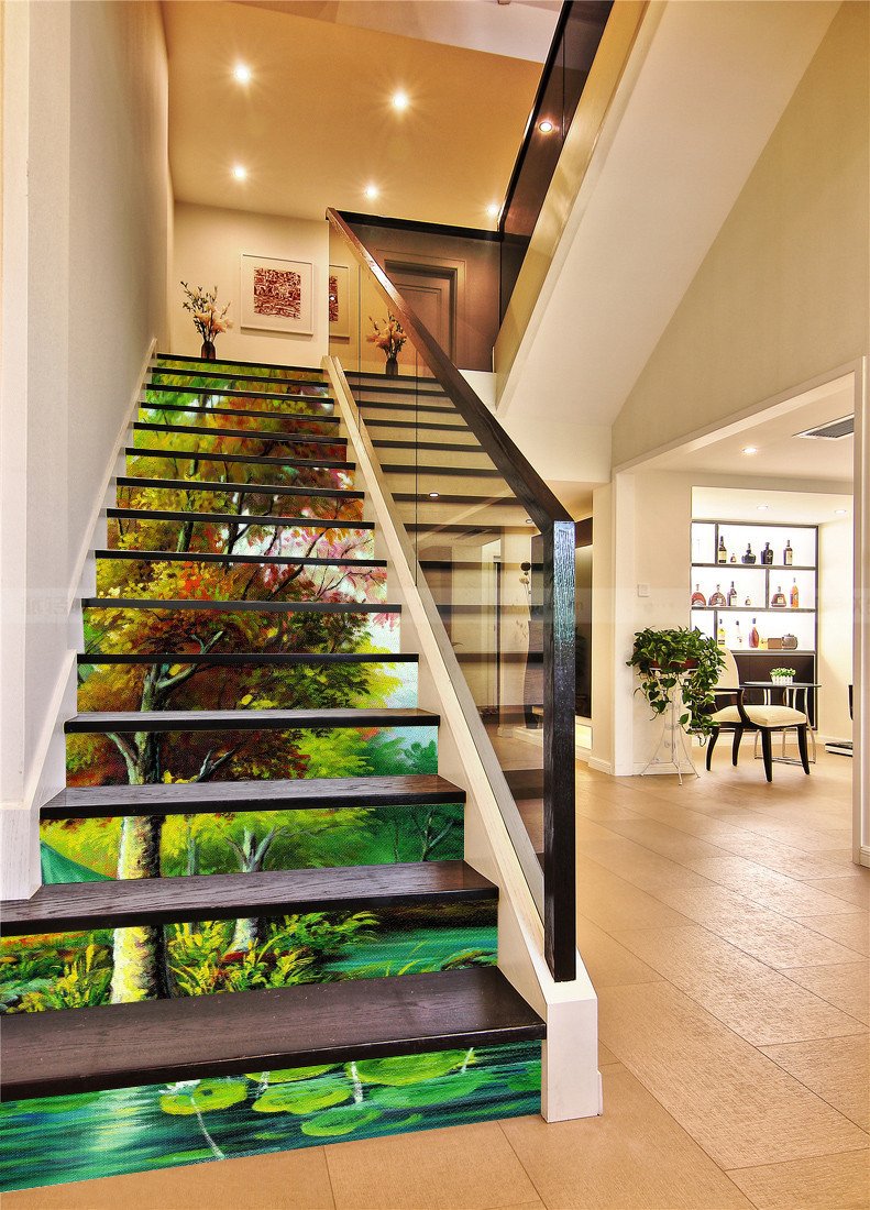 3D Pretty Trees 311 Stair Risers Wallpaper AJ Wallpaper