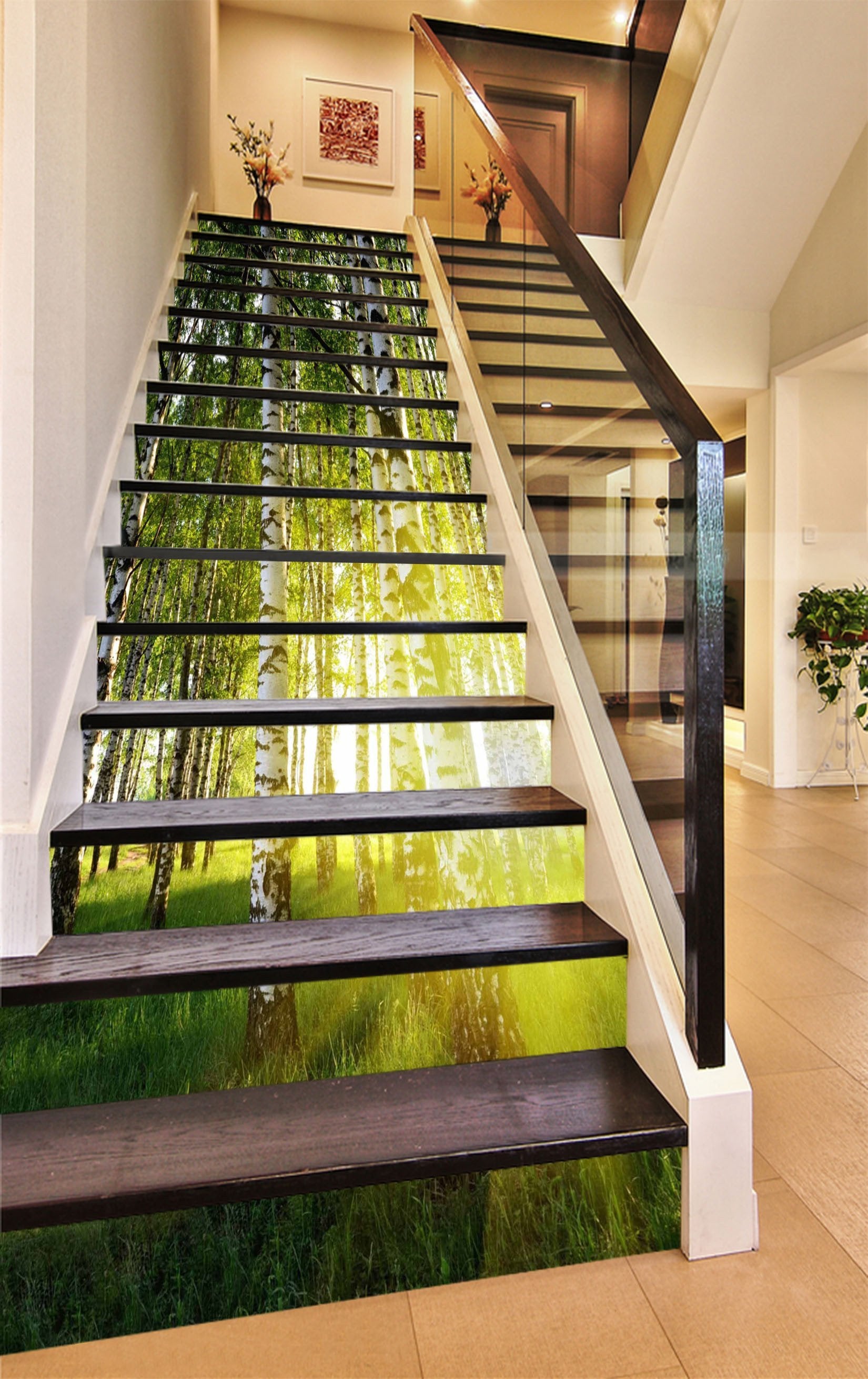 3D Grassland Trees Sunshine 1467 Stair Risers Wallpaper AJ Wallpaper