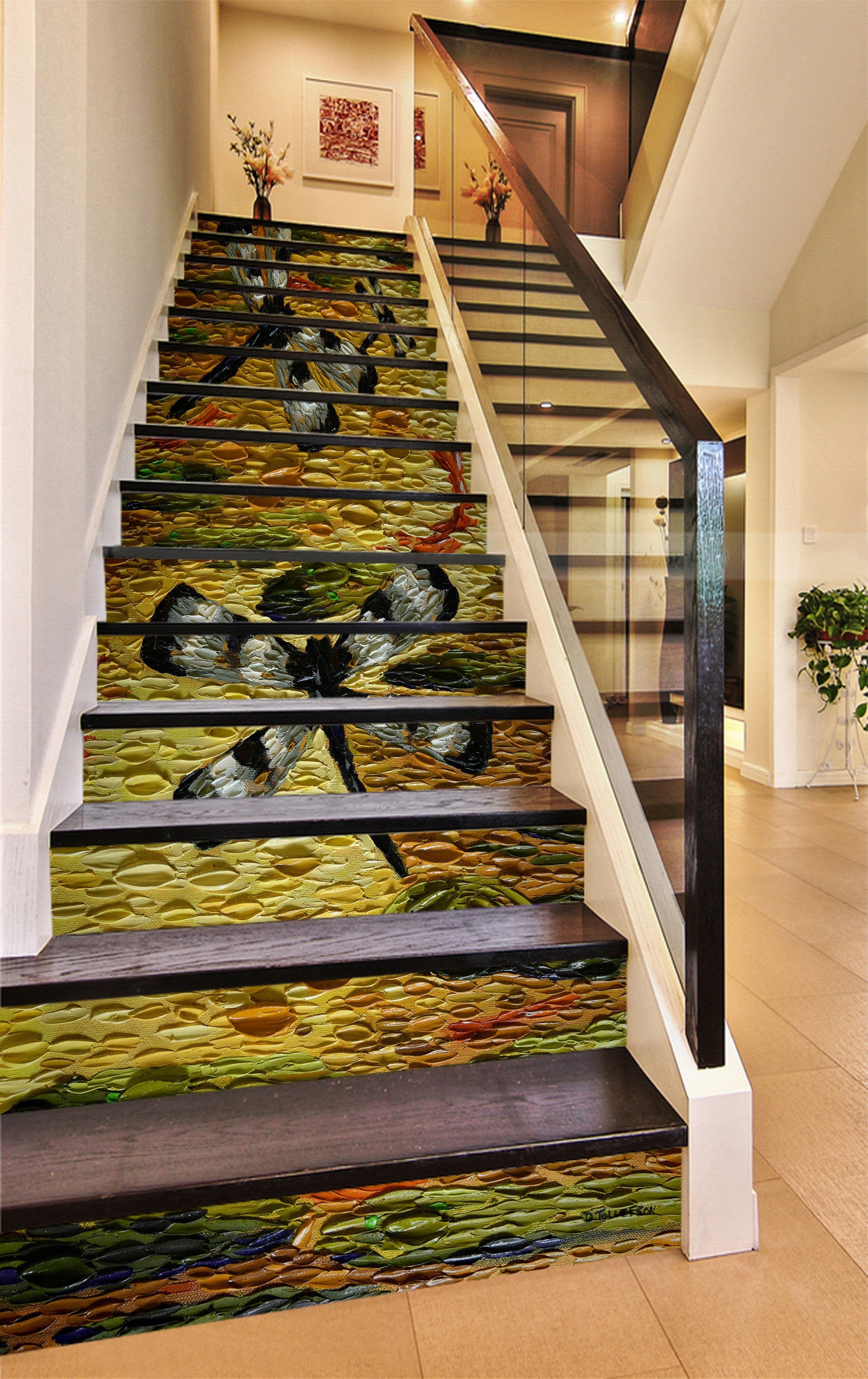 3D Dragonfly Oil Painting 96141 Dena Tollefson Stair Risers