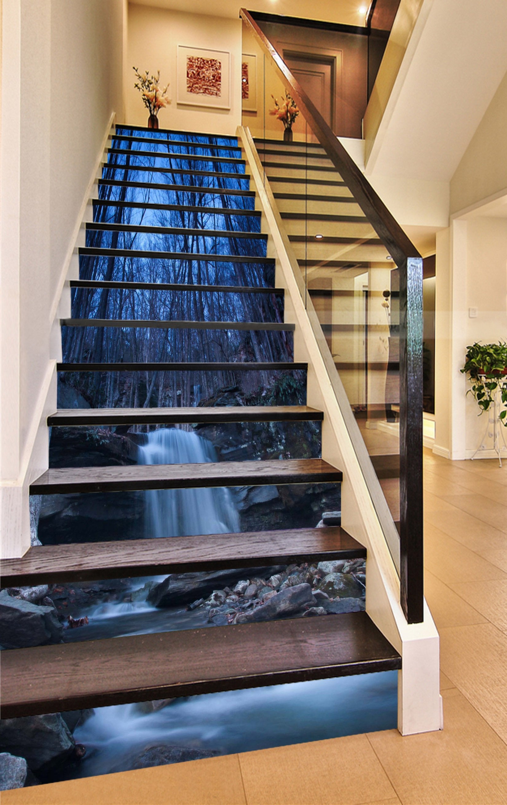 3D Bare Forest Creek 739 Stair Risers Wallpaper AJ Wallpaper