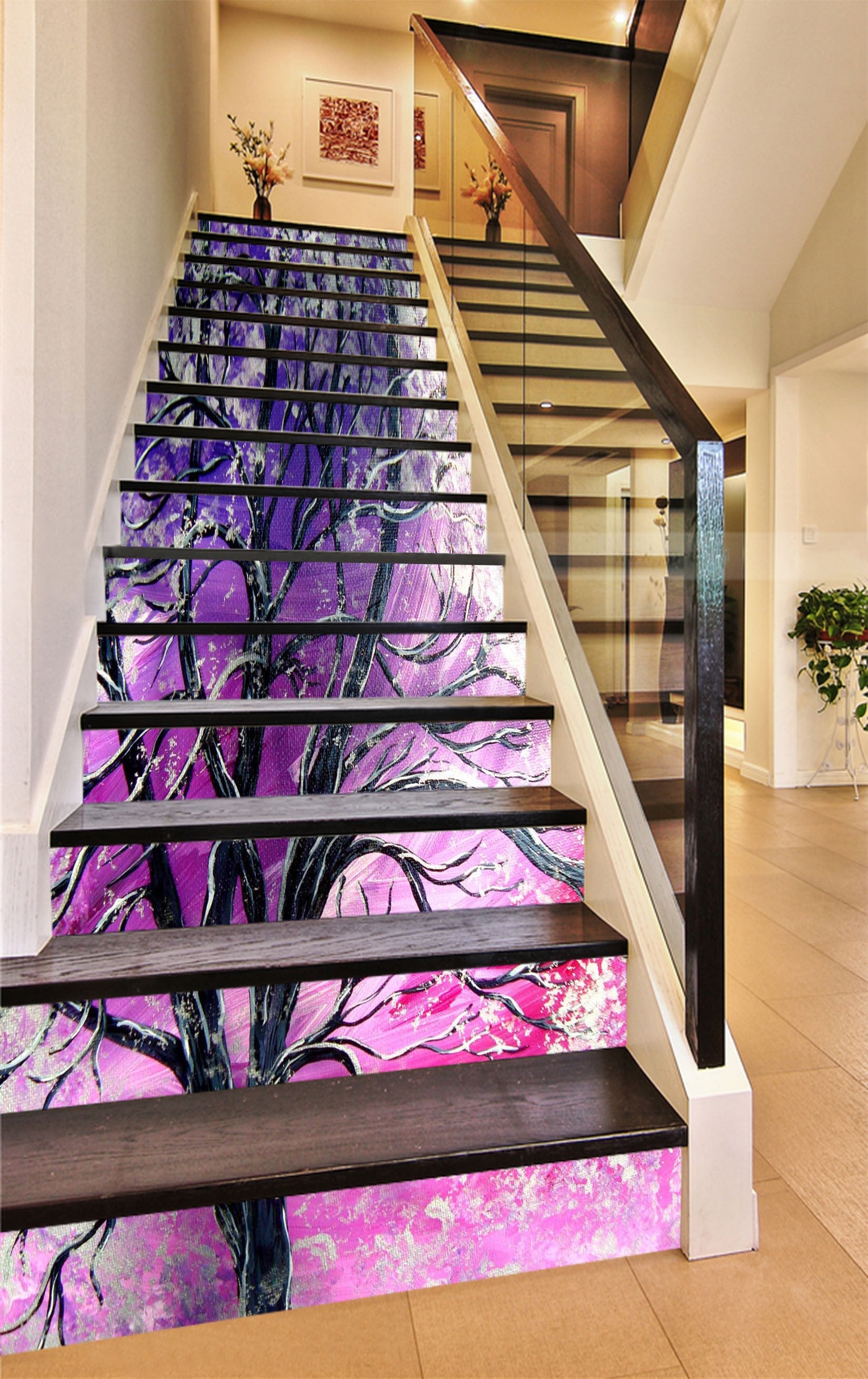 3D Pretty Tree Painting 902 Stair Risers Wallpaper AJ Wallpaper