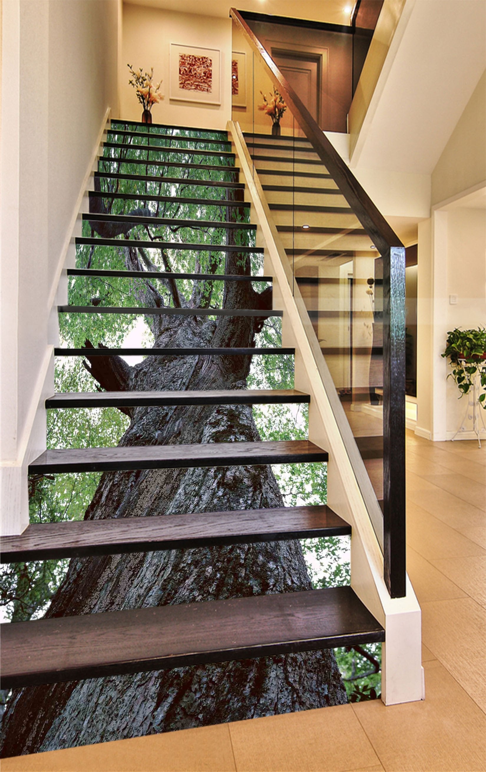 3D Gaint Tall Tree 1258 Stair Risers Wallpaper AJ Wallpaper