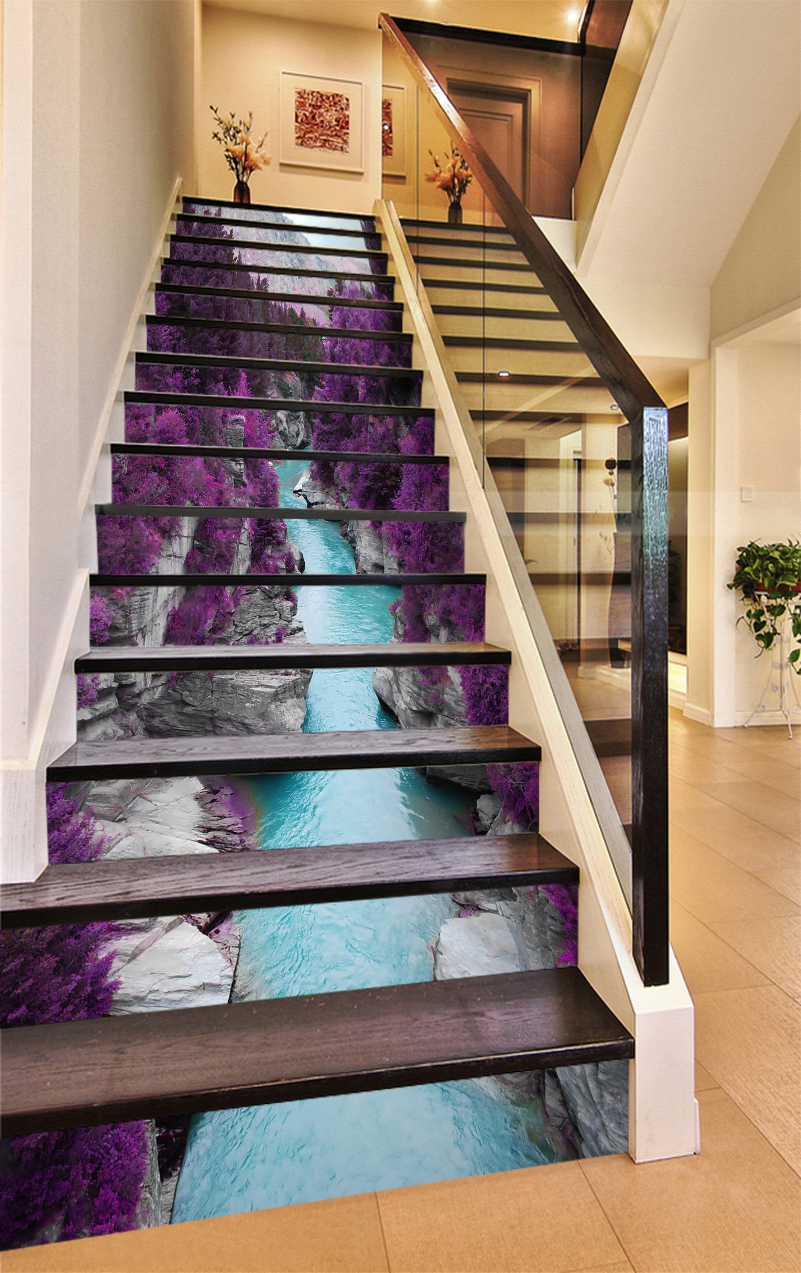 3D Purple Stones 186 Stair Risers