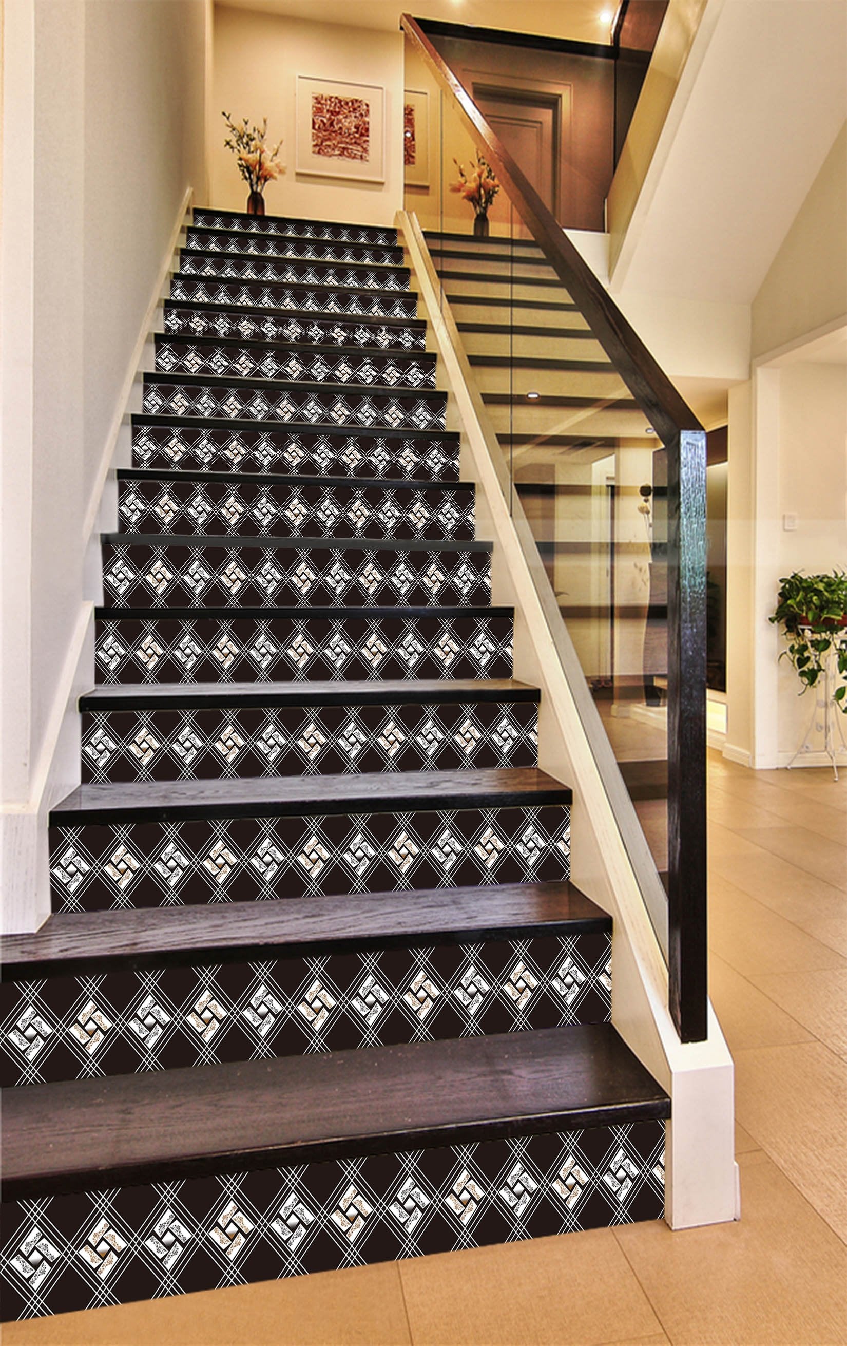 3D Dark Pattern 261 Stair Risers Wallpaper AJ Wallpaper