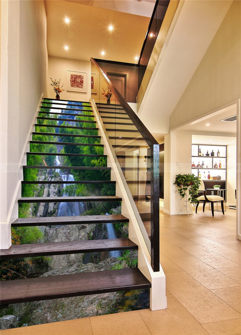 3D Mountain Rugged River 96 Stair Risers Wallpaper AJ Wallpaper