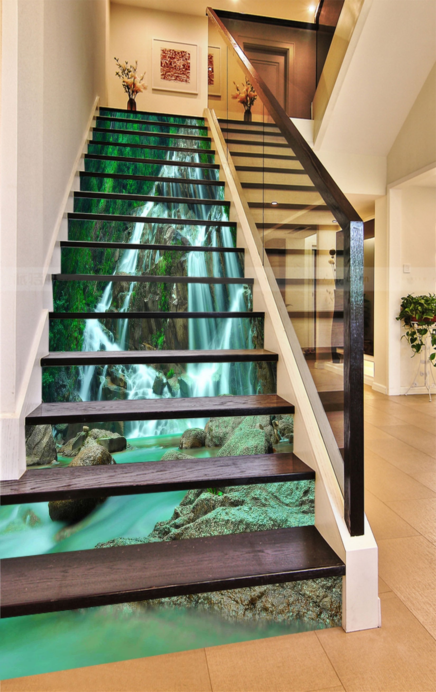 3D Waterfalls Scenery 804 Stair Risers Wallpaper AJ Wallpaper