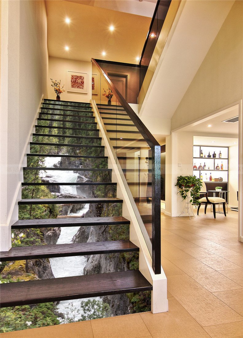3D Forest River 392 Stair Risers Wallpaper AJ Wallpaper