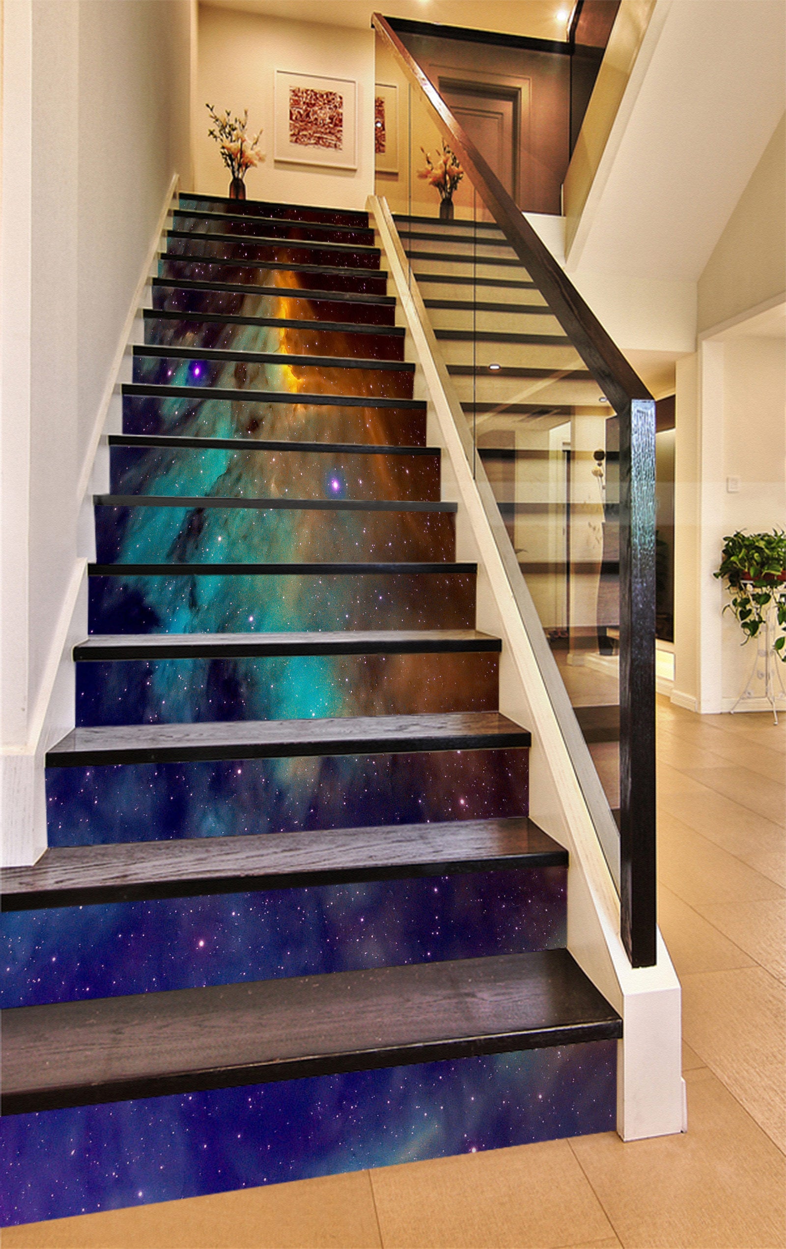 3D Mysterious Dream Galaxy 208 Stair Risers