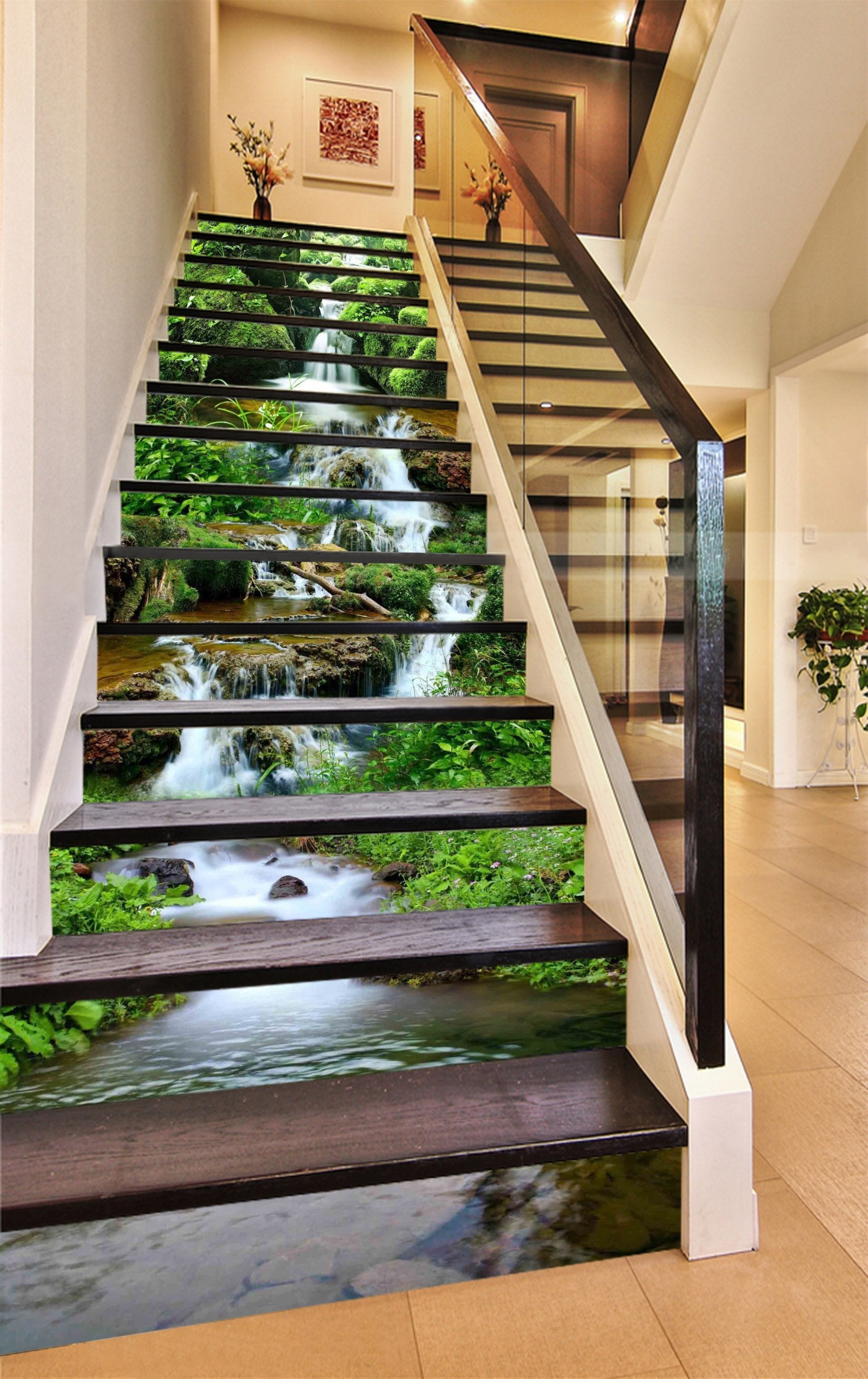 3D Creek Mosses Stones 1356 Stair Risers Wallpaper AJ Wallpaper