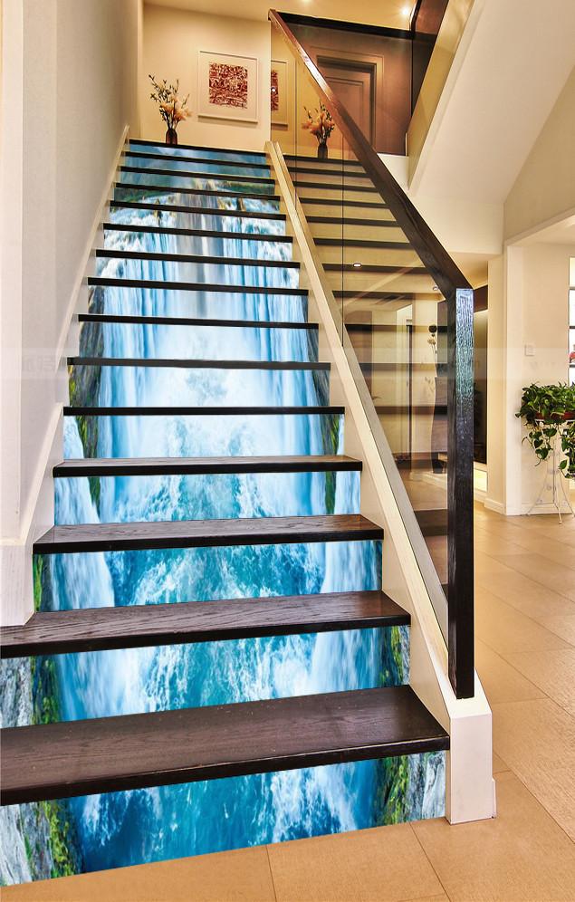 3D Wide Waterfalls 511 Stair Risers Wallpaper AJ Wallpaper