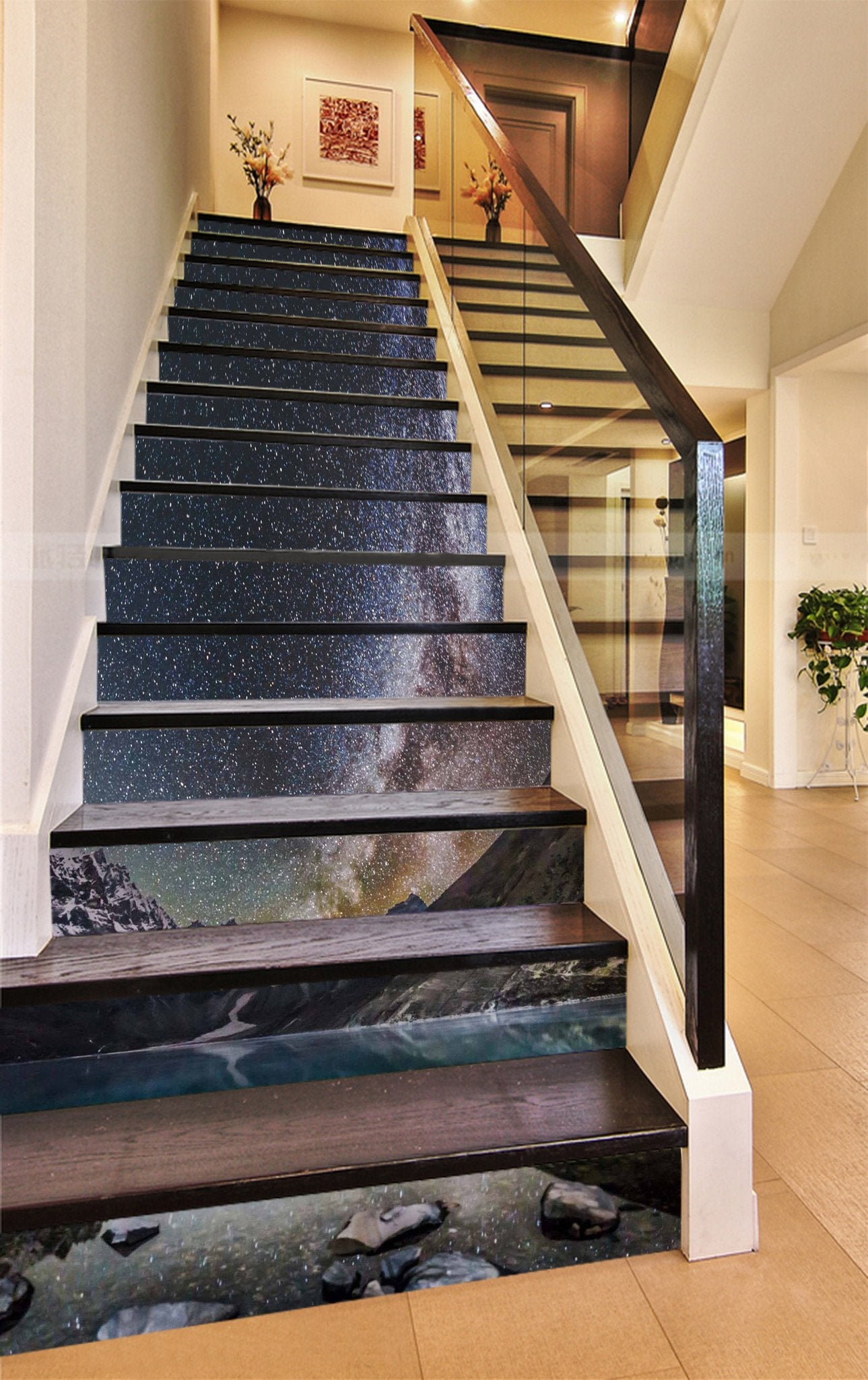 3D Lake Stars Sky 939 Stair Risers Wallpaper AJ Wallpaper