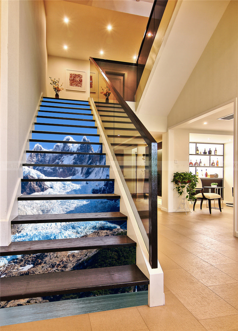 3D Snow Mountains 098 Stair Risers