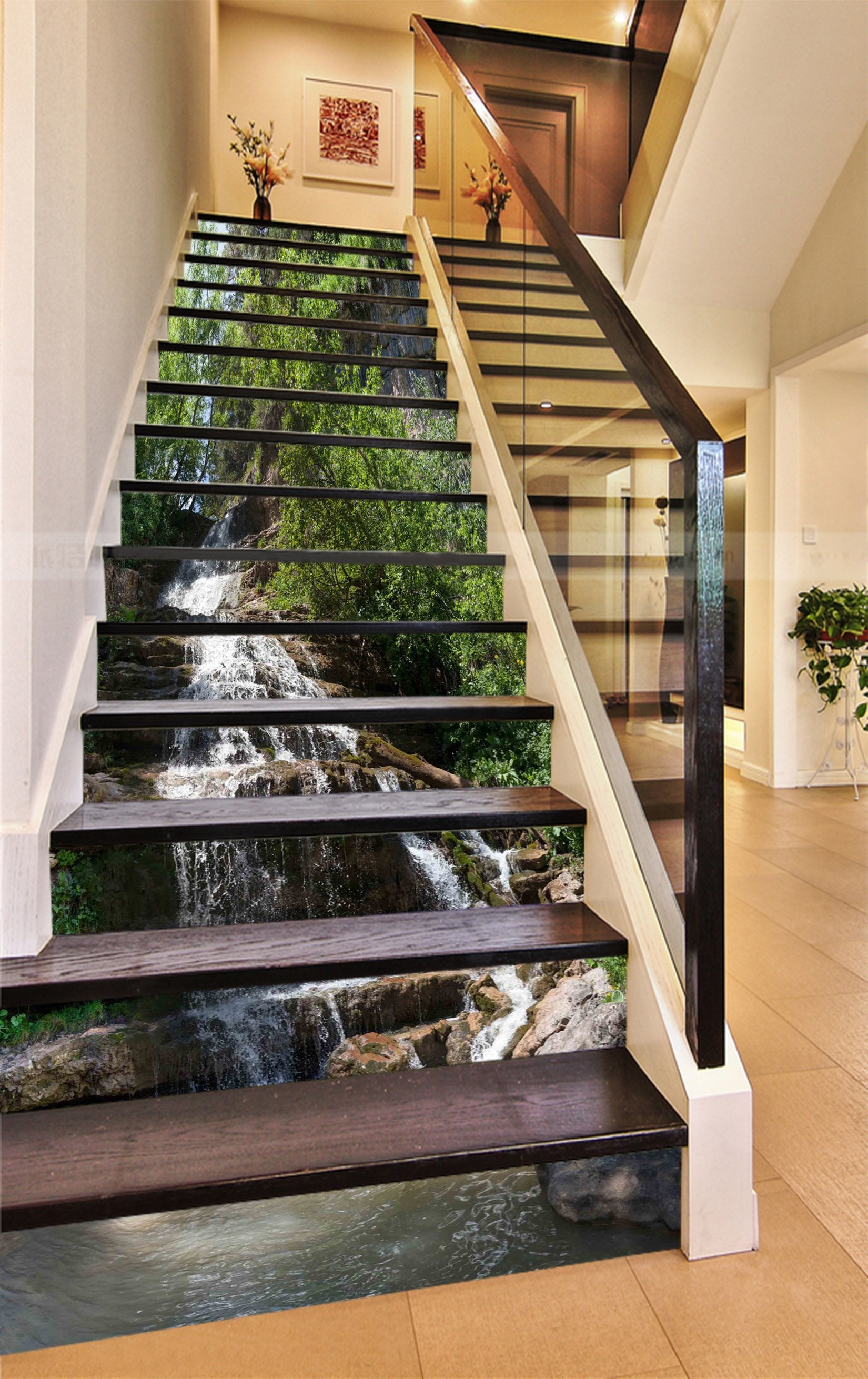 3D Flowing Stream 839 Stair Risers Wallpaper AJ Wallpaper