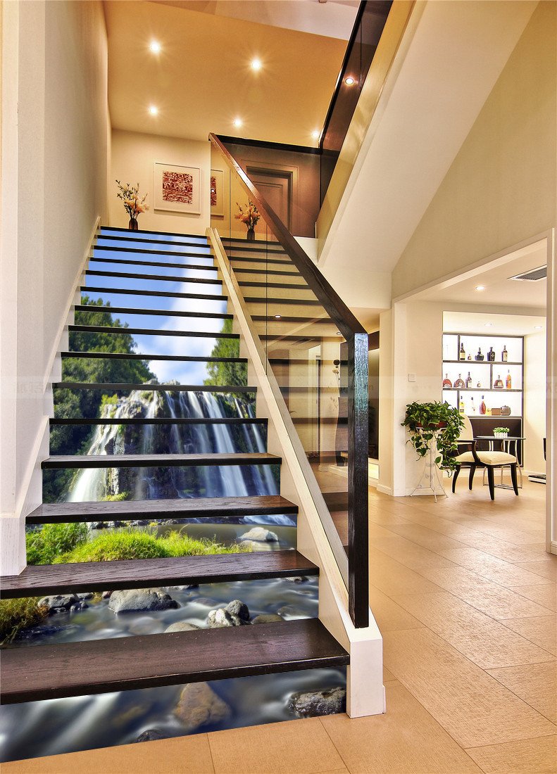 3D Beautiful Waterfall 409 Stair Risers Wallpaper AJ Wallpaper