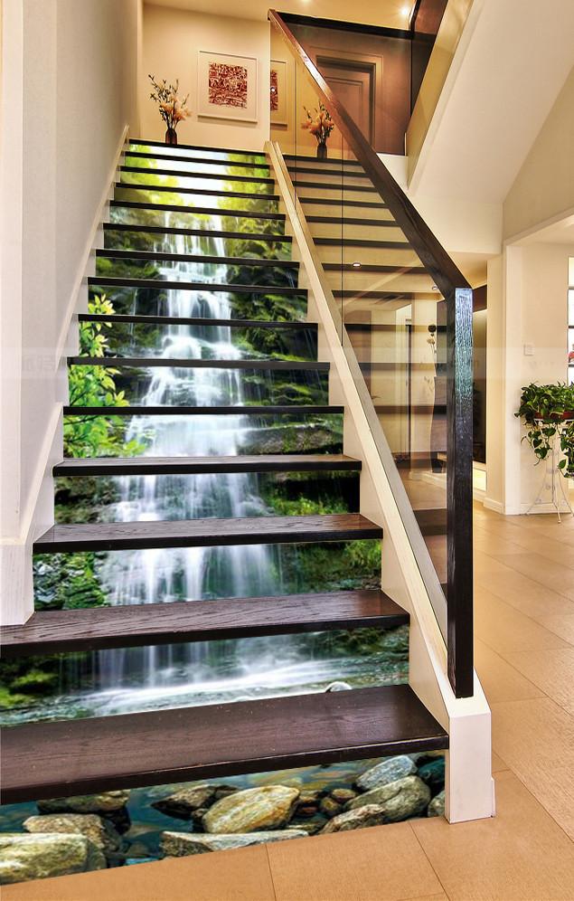 3D Rock Formation River 765 Stair Risers Wallpaper AJ Wallpaper