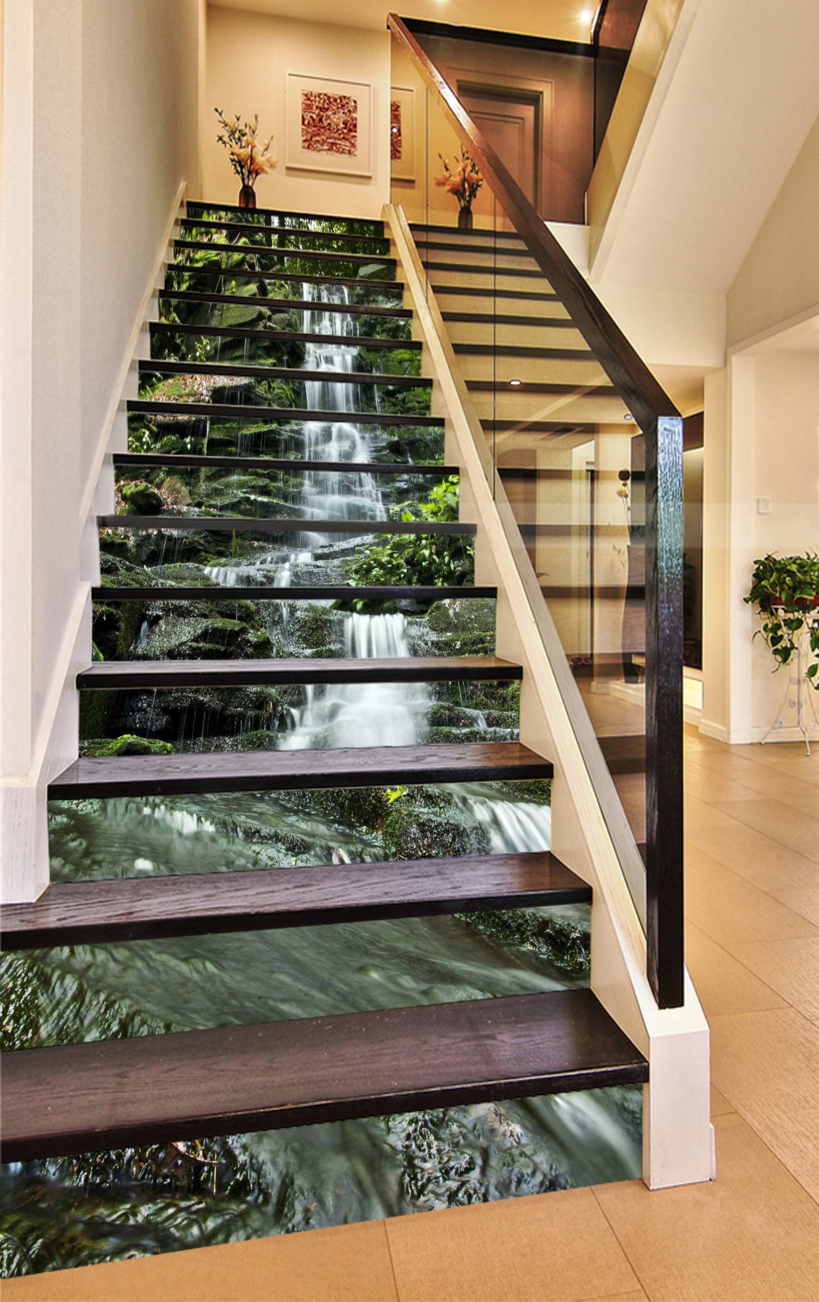 3D Rocks River Streams 734 Stair Risers Wallpaper AJ Wallpaper