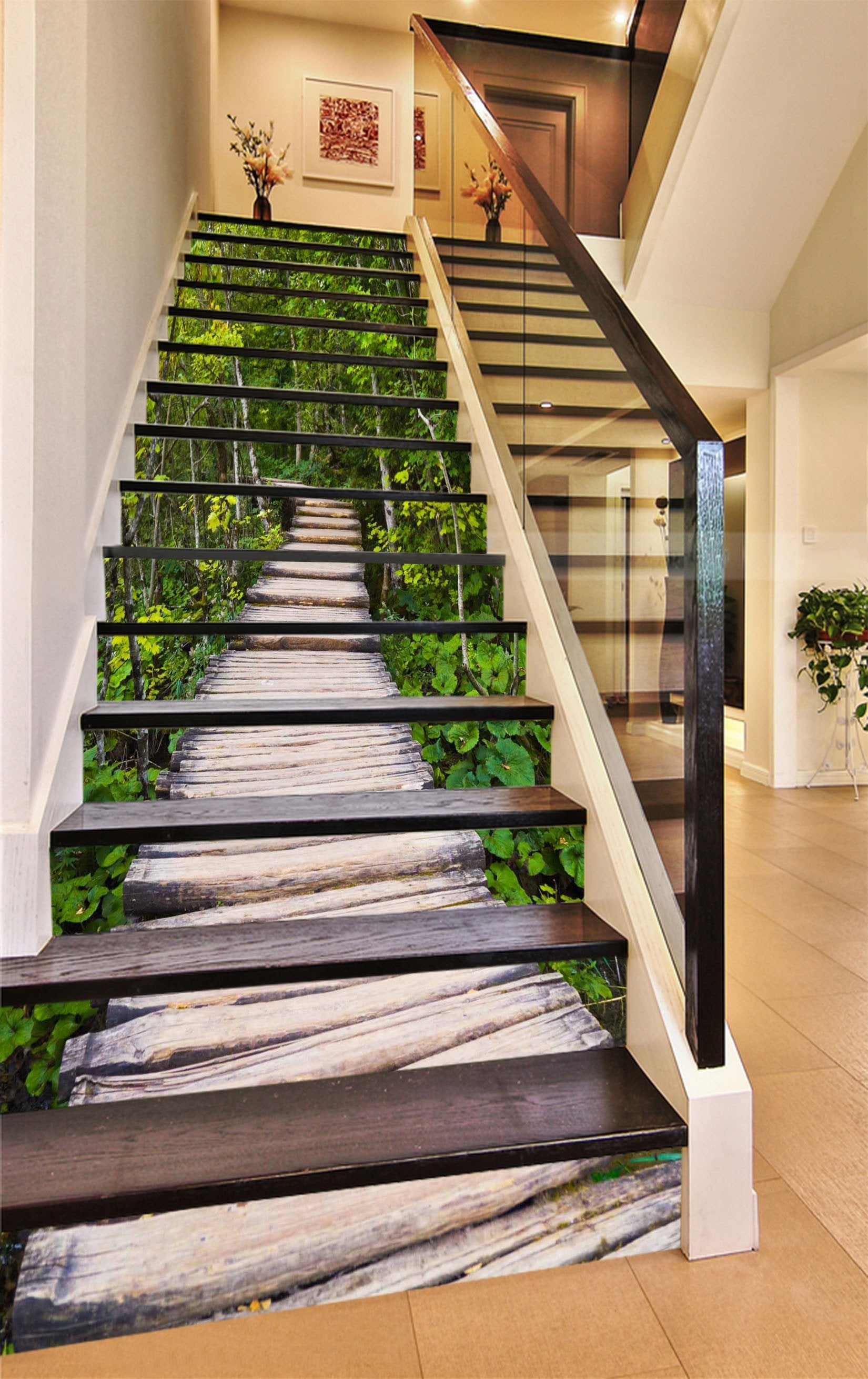 3D Forest Wood Path 1439 Stair Risers Wallpaper AJ Wallpaper