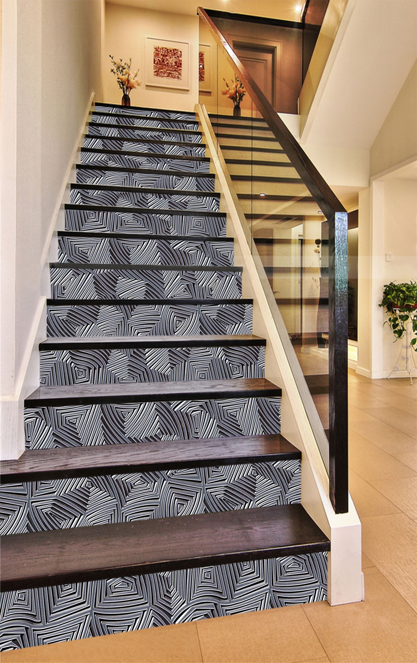 3D Stripes Pattern 1331 Stair Risers Wallpaper AJ Wallpaper