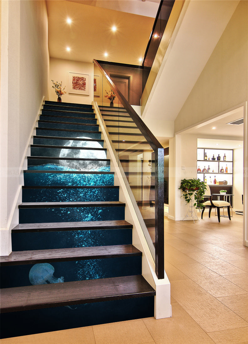 3D Galaxy Moon 107 Stair Risers