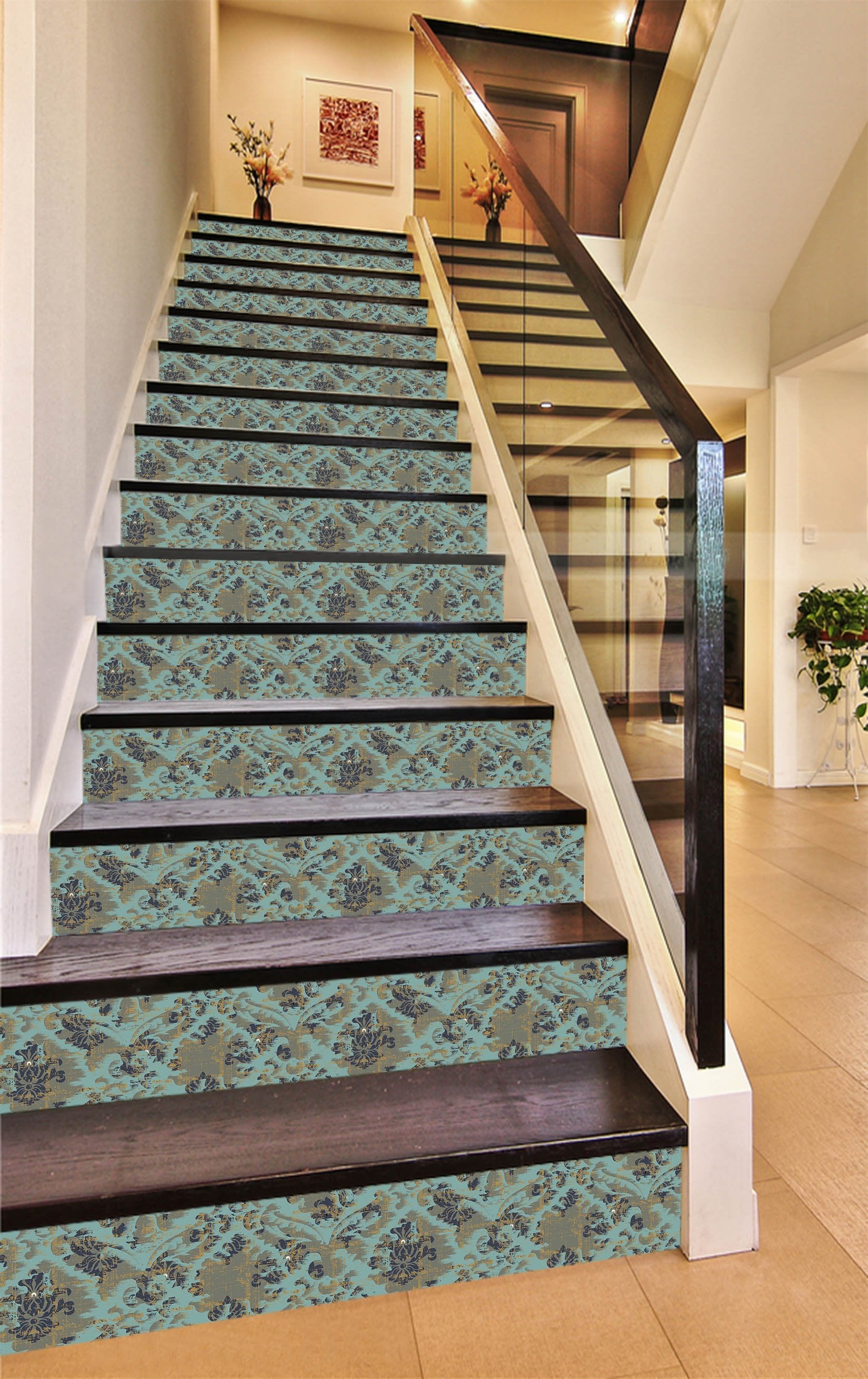 3D Court Retro Flower 998 Marble Tile Texture Stair Risers Wallpaper AJ Wallpaper