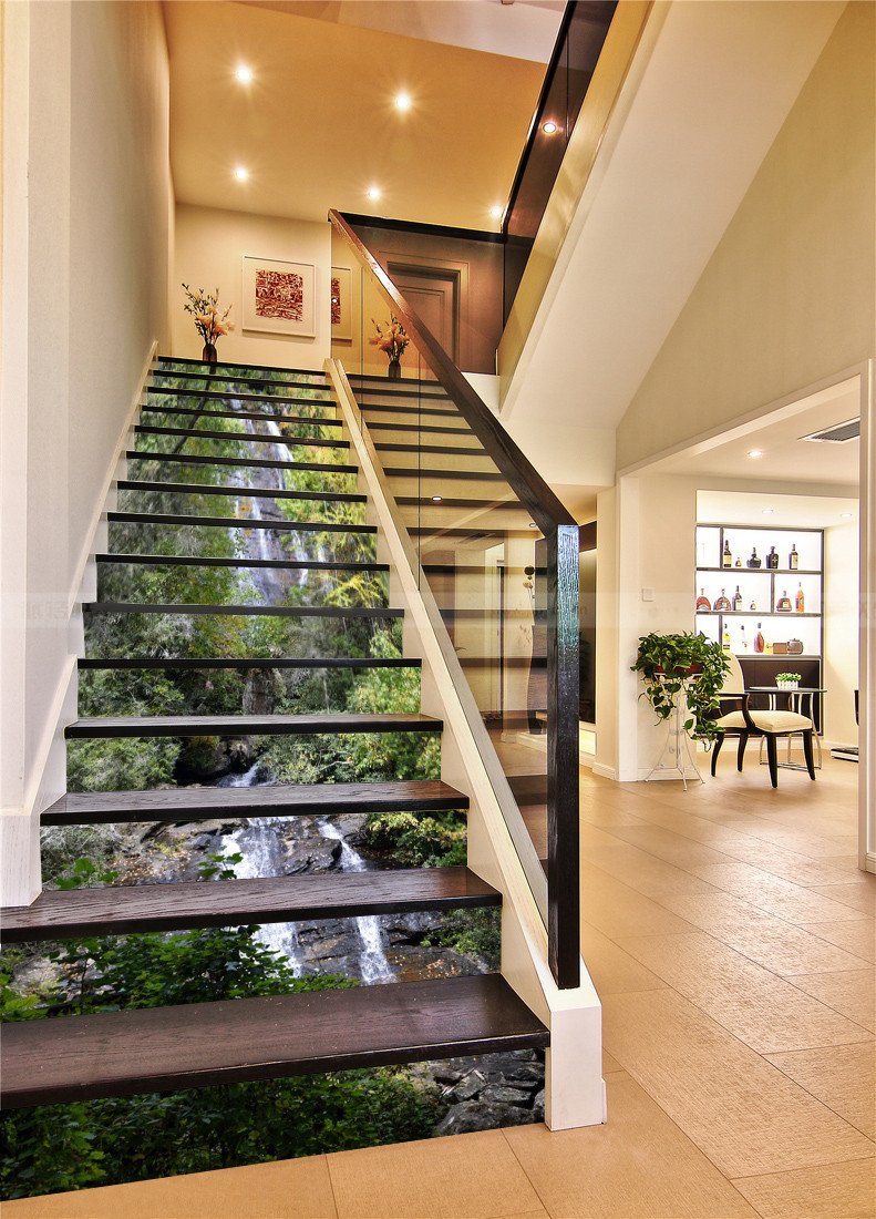 3D Mountain Stream 9 Stair Risers Wallpaper AJ Wallpaper