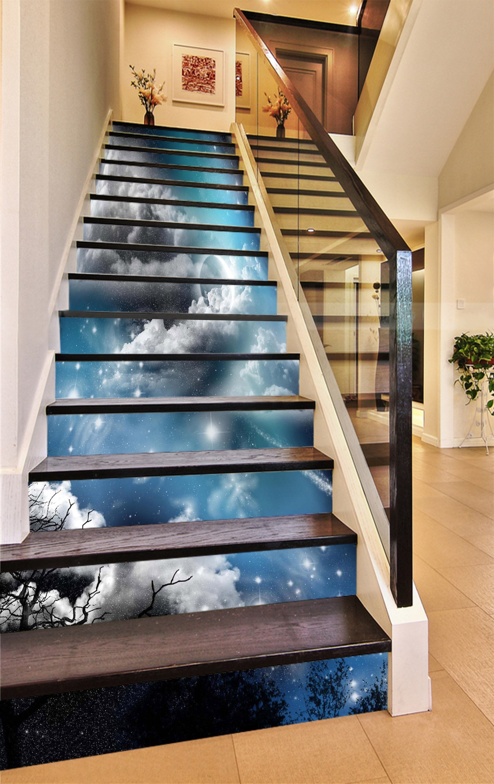 3D Pretty Stars Sky 1102 Stair Risers Wallpaper AJ Wallpaper
